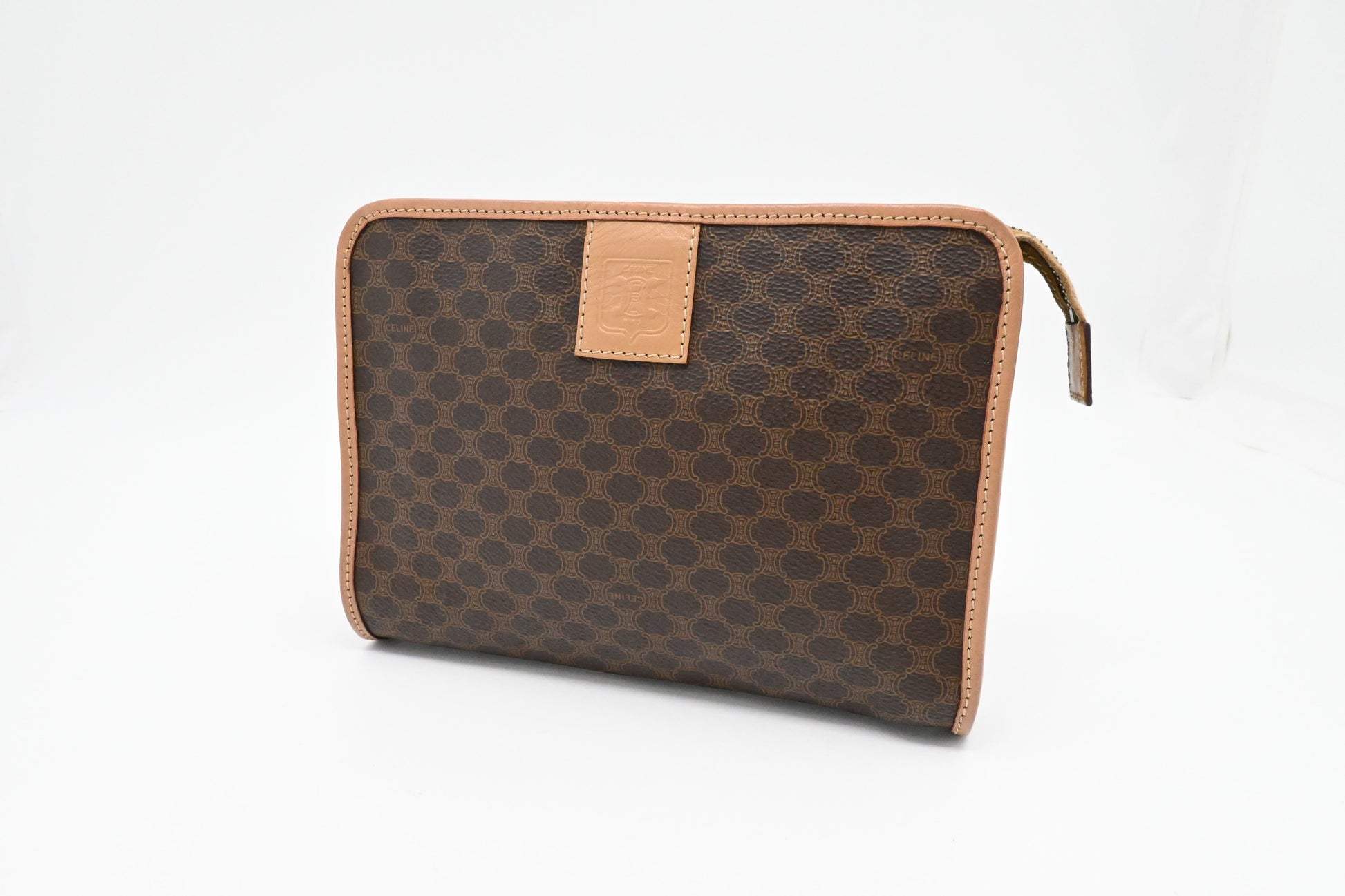 Celine Clutch In Macadam Handbag Canvas Brown Clutch Bag