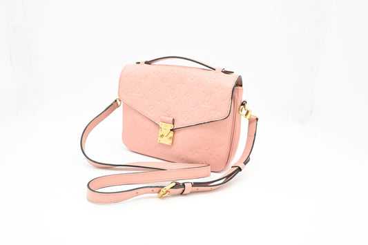 Louis Vuitton Pochette Métis Empreinte Leather Pink Metis Clutch Bag