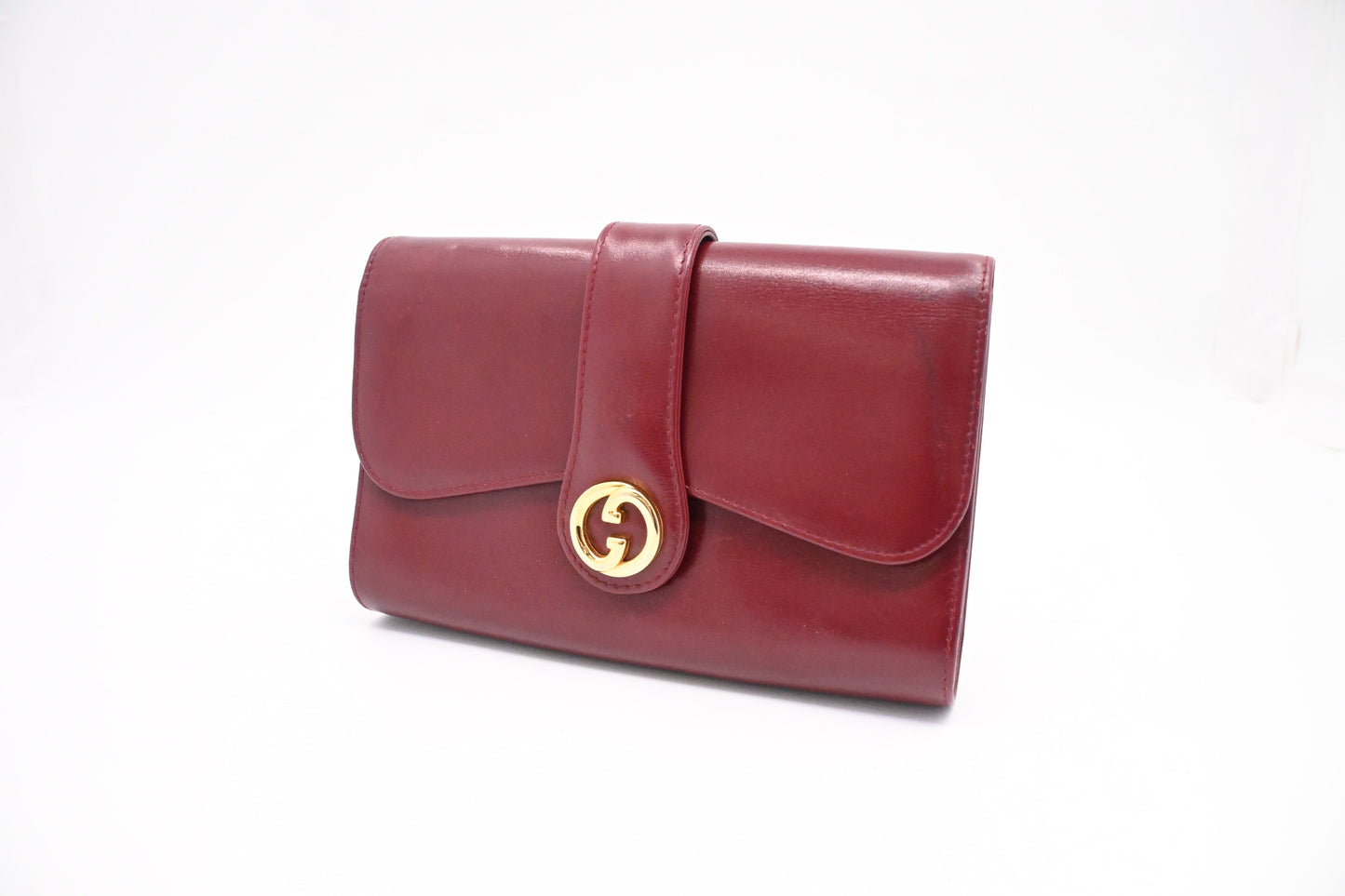 Gucci Maroon Leather Clutch Bag