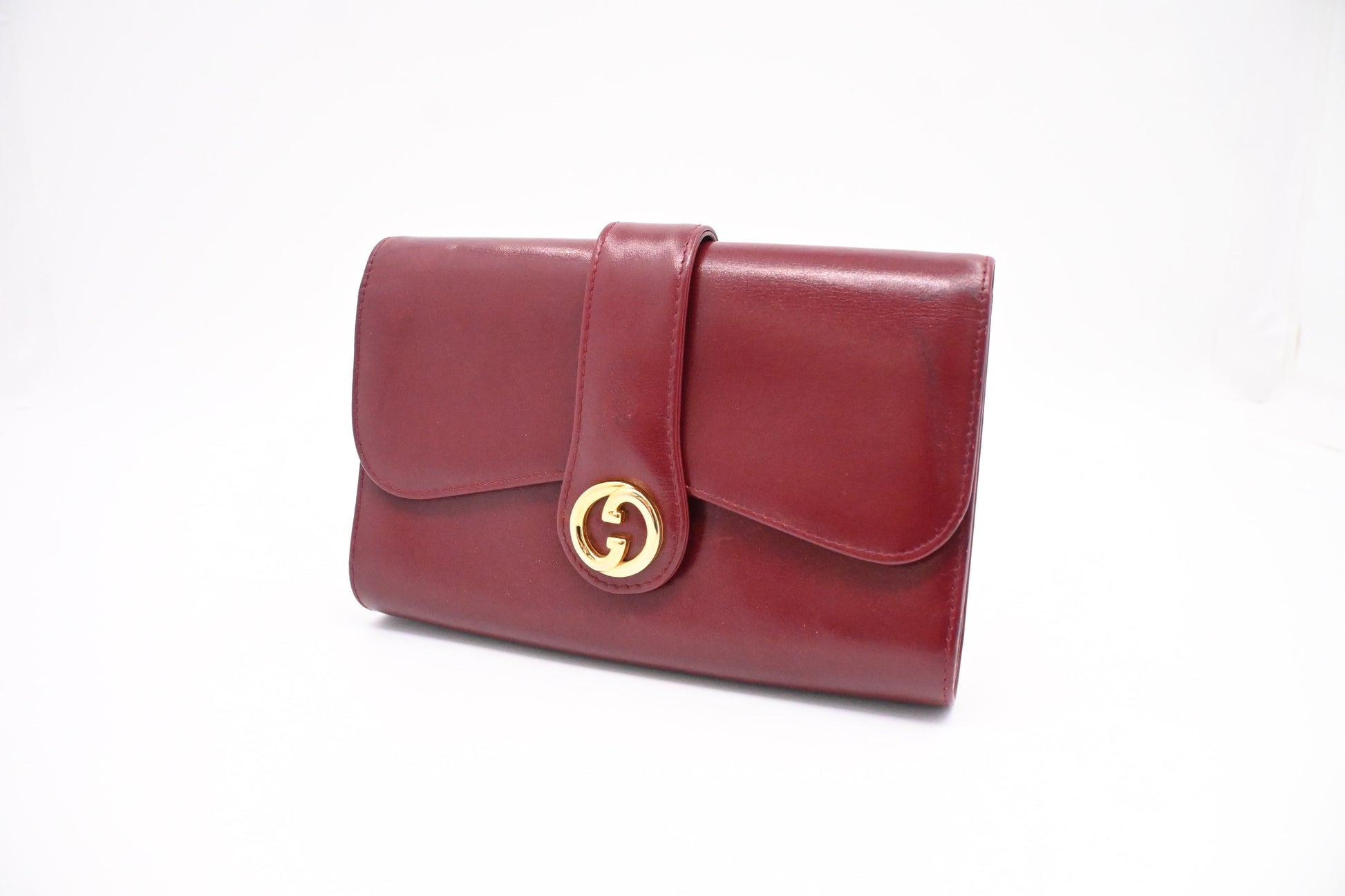 Gucci Maroon Leather Clutch Bag