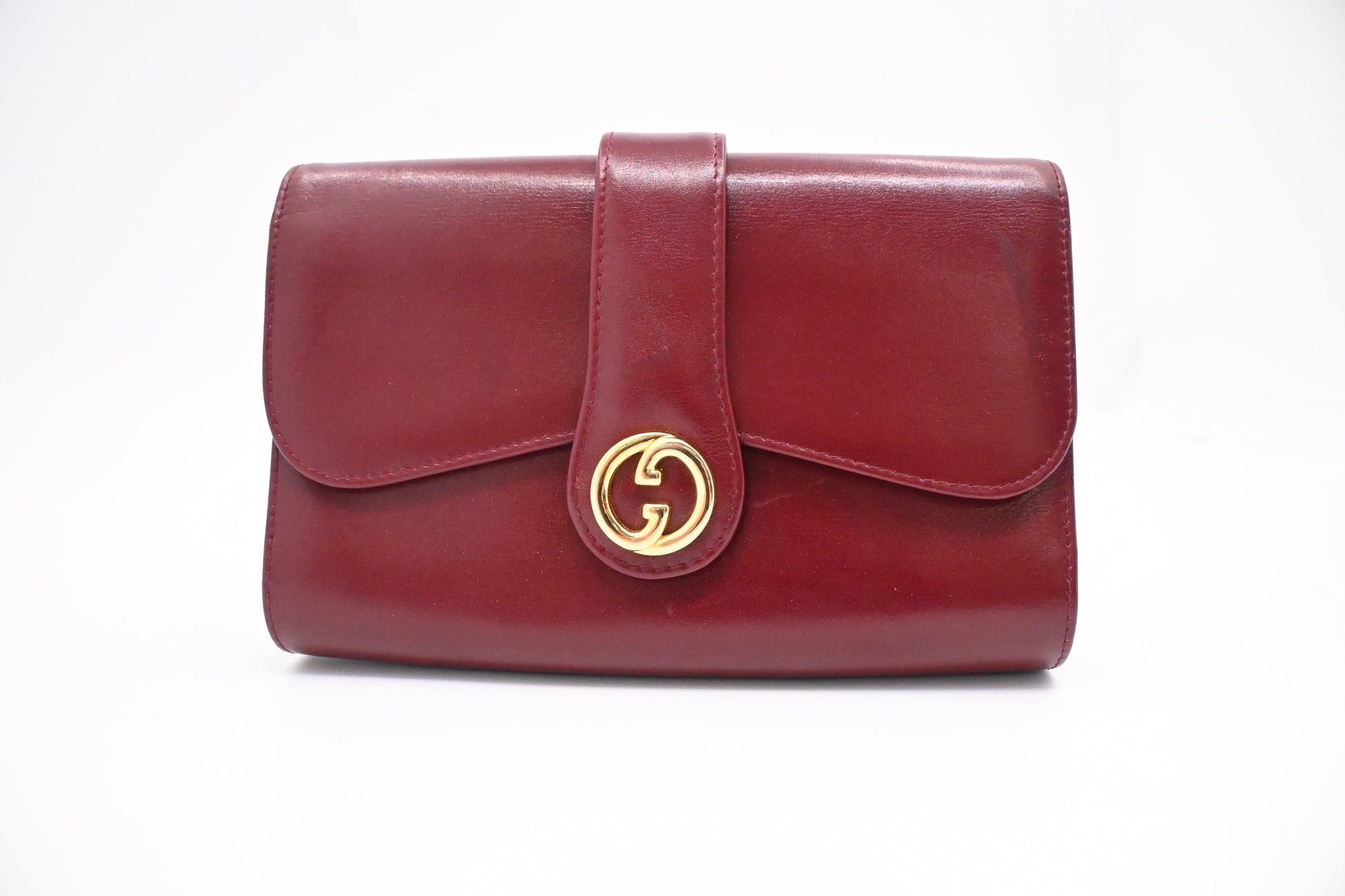 Gucci Maroon Leather Clutch Bag