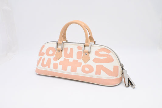 Louis Vuitton x Stephen Spro Alma Horizontal Graffiti Beige Leather Handbag