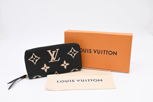 Louis Vuitton Zippy Bicolor Empreinte Leather Black Beige Wallet Case