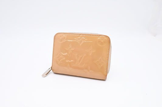 Louis Vuitton Zippy Compact Vernis Leather Beige Wallet Case