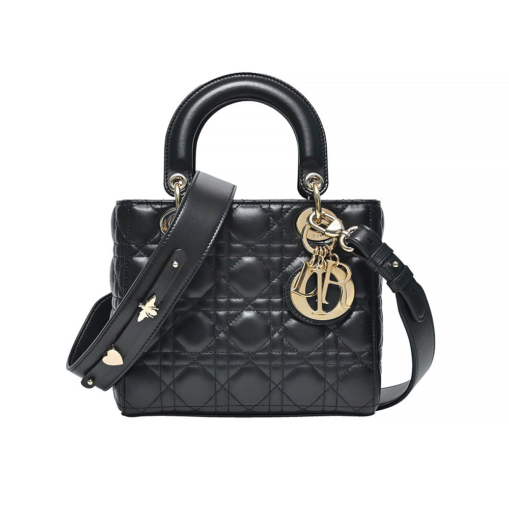 Dior Handbag Cannage Lady - 2 Rented Out Lambskin Black Small