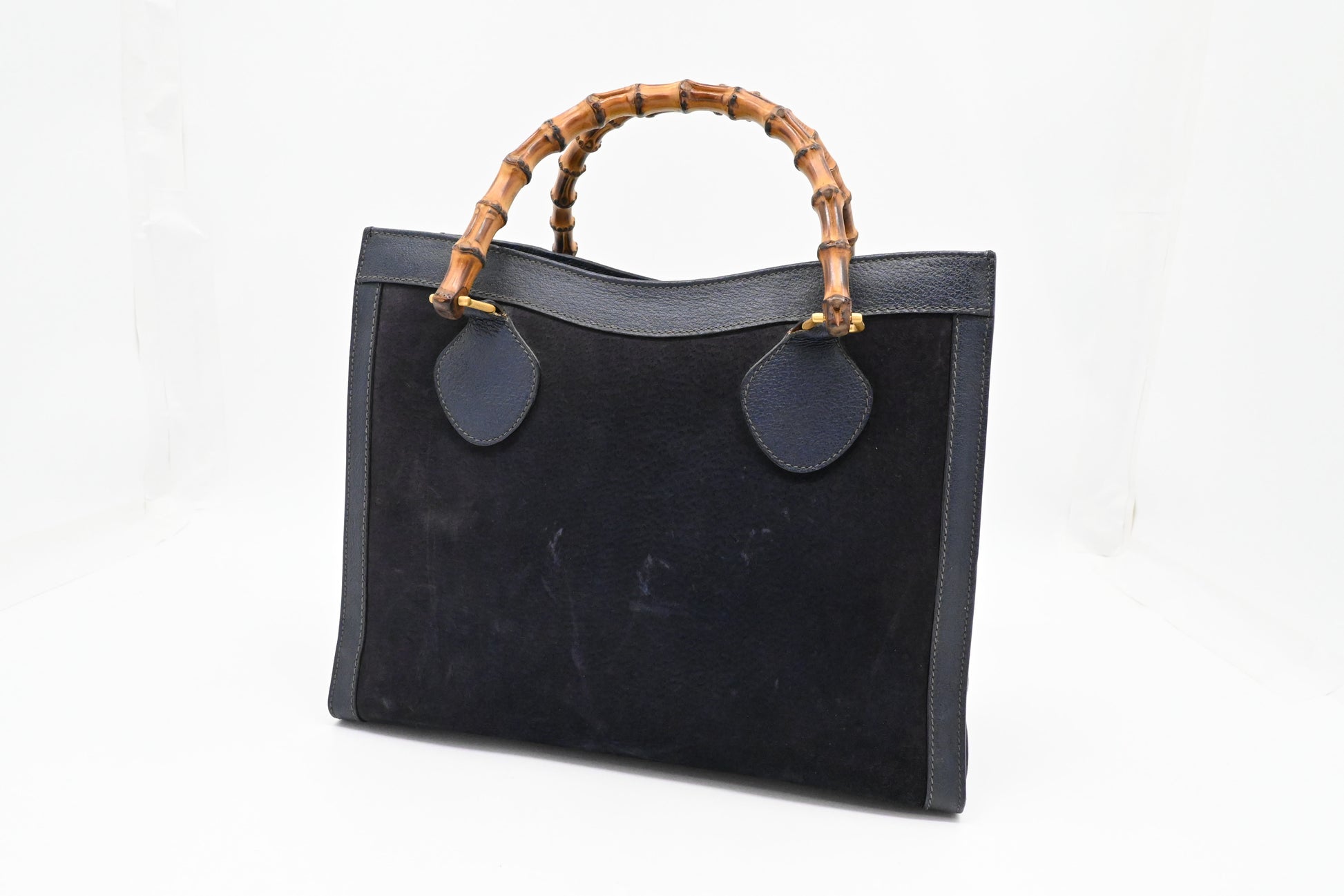 Gucci Diana Dark Suede Blue Medium Handbag