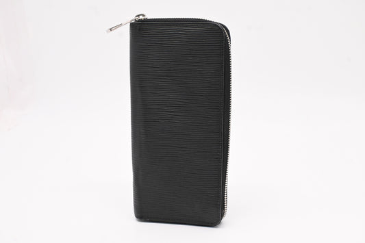 Louis Vuitton Vertical Zippy Black Leather Epi Wallet Case