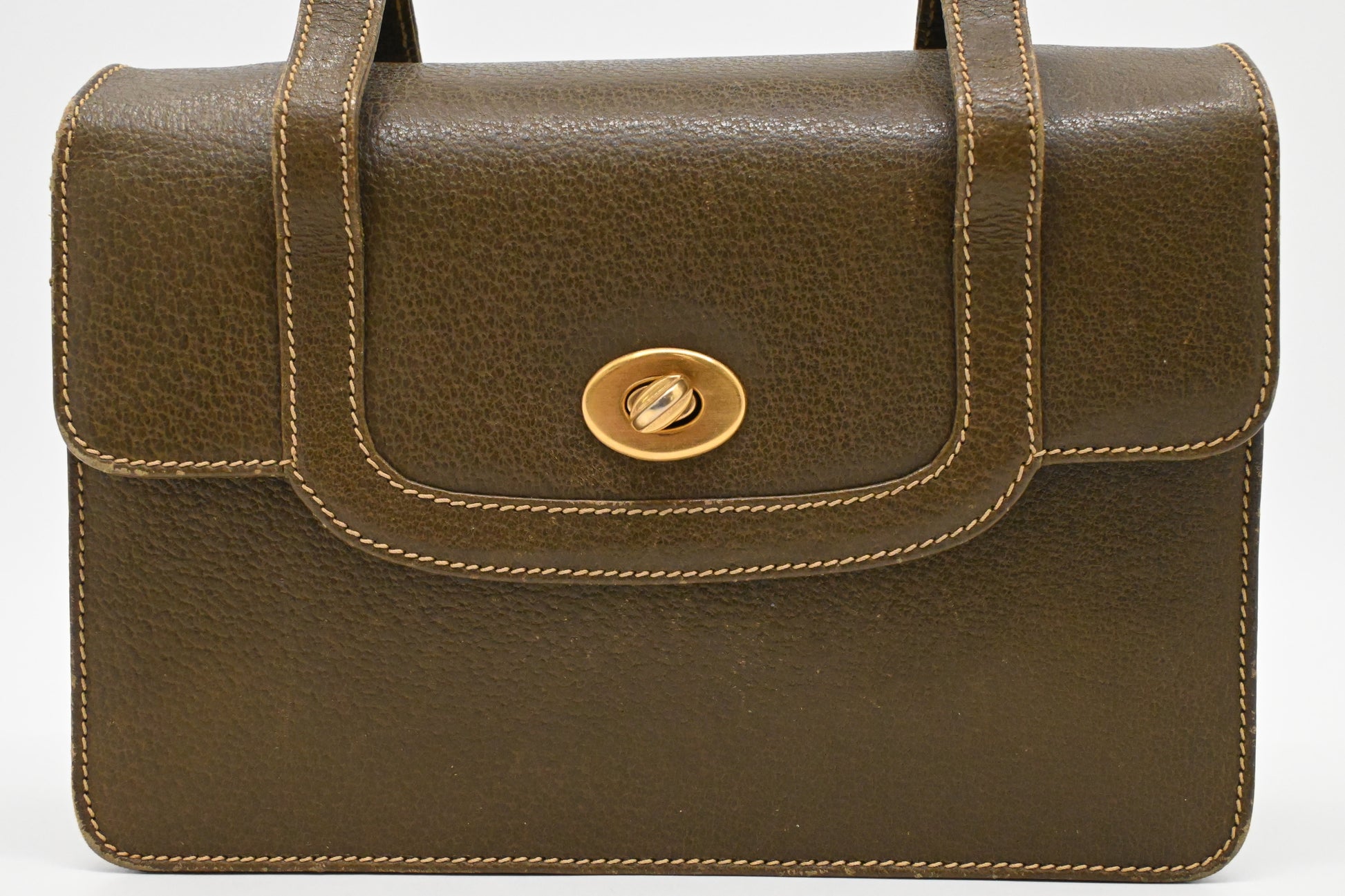 Gucci Bamboo Olive Leather Green Handbag