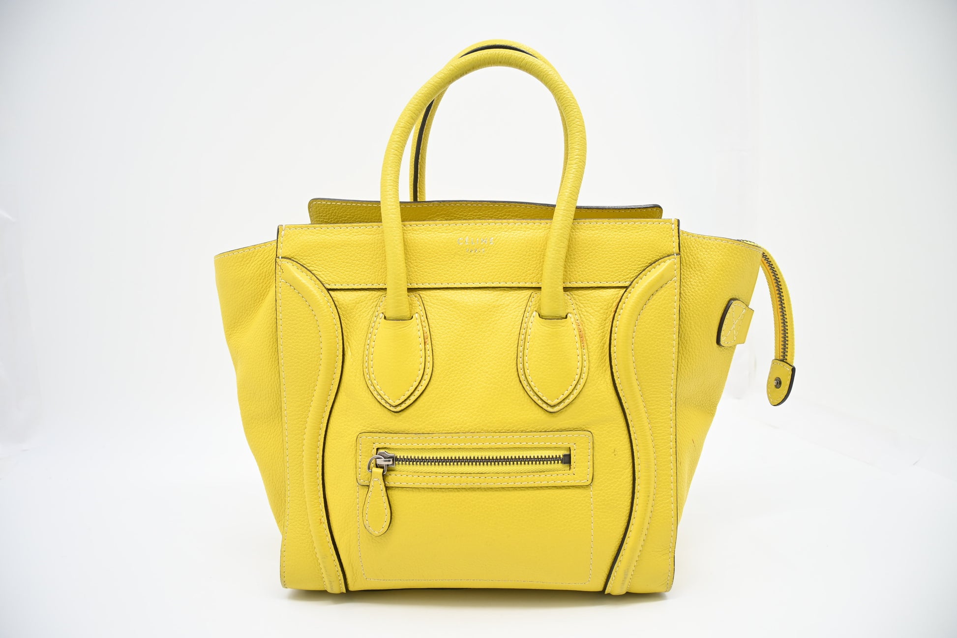 Celine Micro Luggage In Yellow Handbag Leather Travel Bag