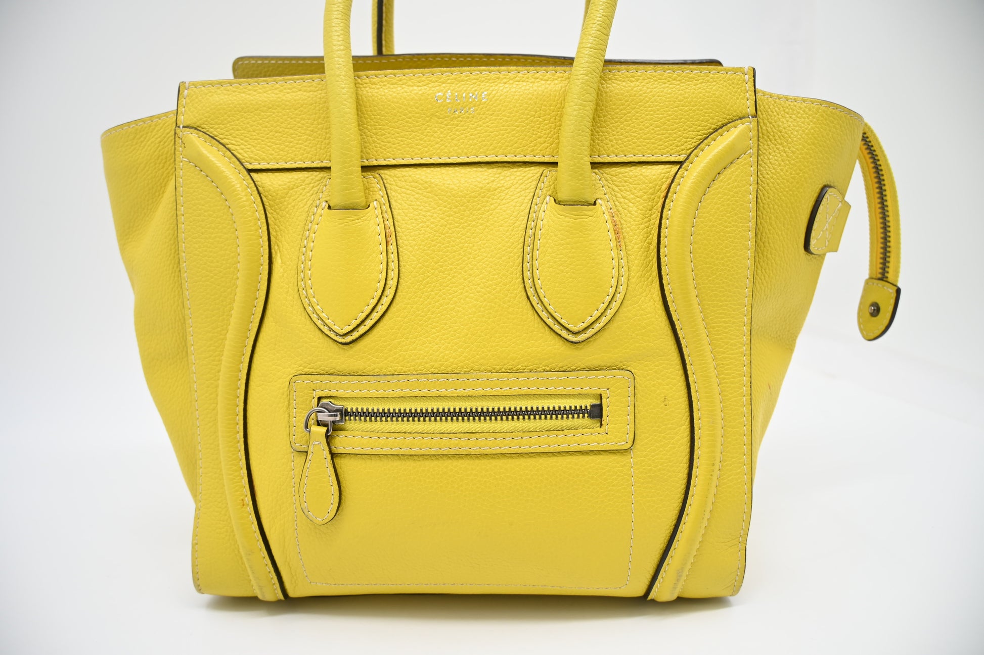Celine Micro Luggage In Yellow Handbag Leather Travel Bag