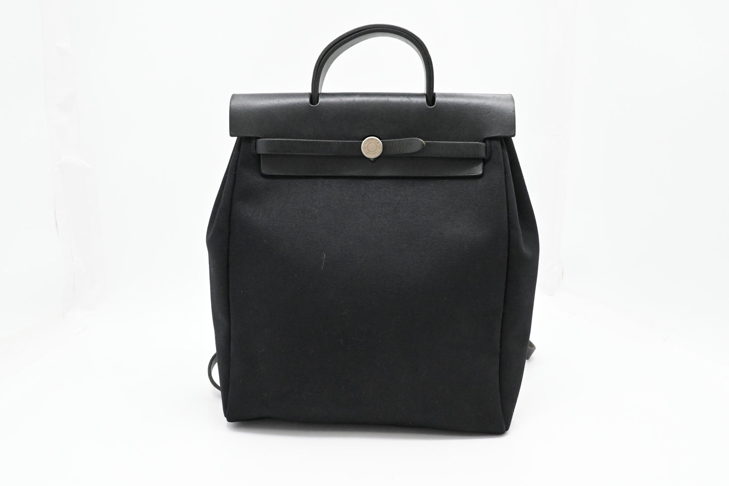 Hermes Toile Herbag A Dos Pm Backpack In Canvas Black