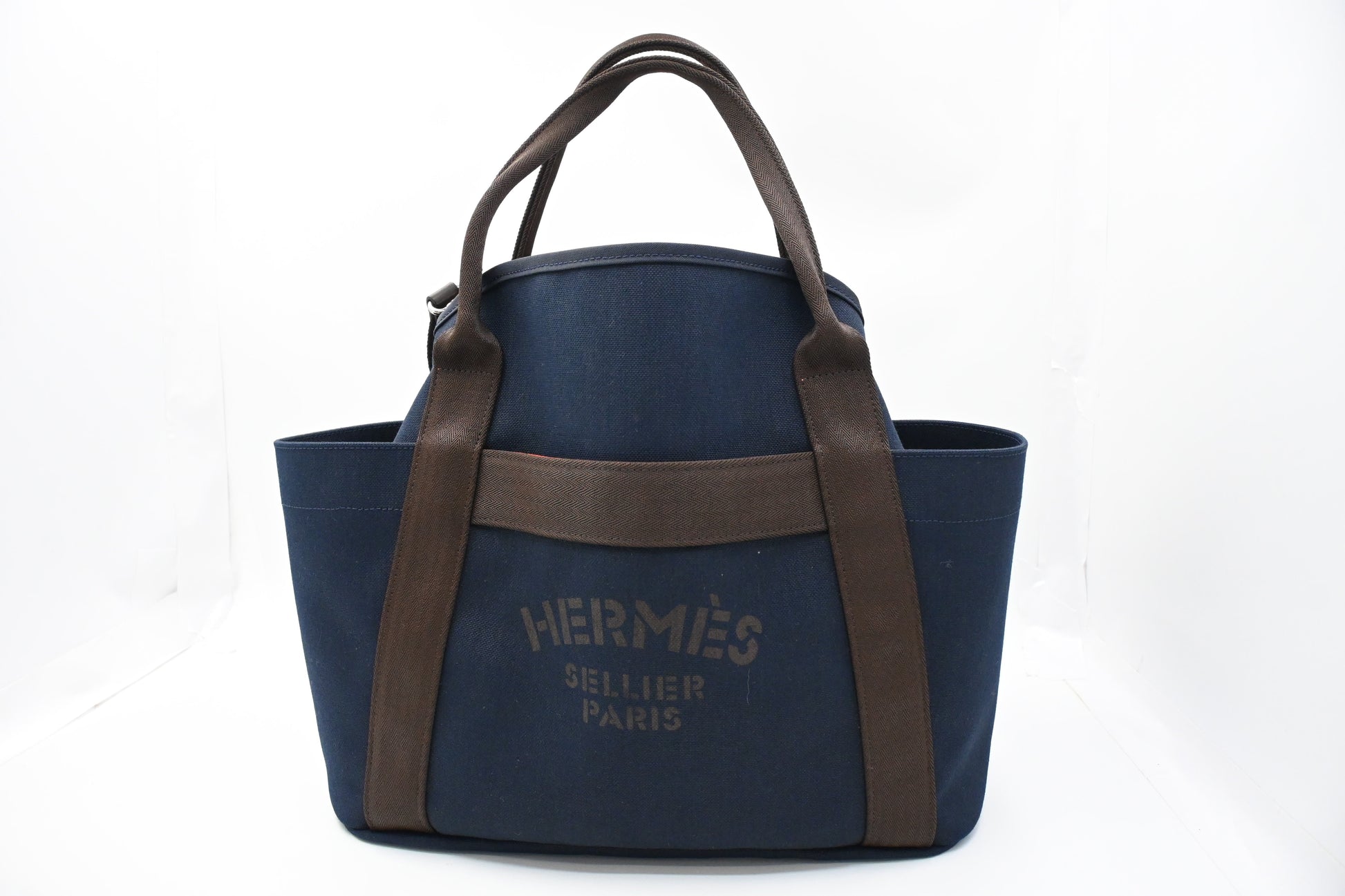 Hermes Sac De Pansage Grooming Bag In Navy Canvas Blue Travel Bag
