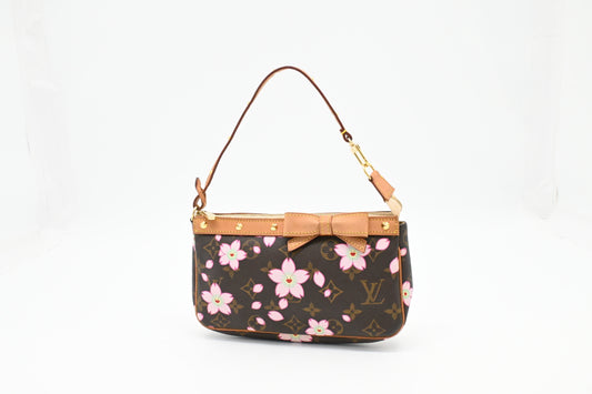 Louis Vuitton Pochette Accessoires Cherry Blossom Monogram Canvas Clutch Bag