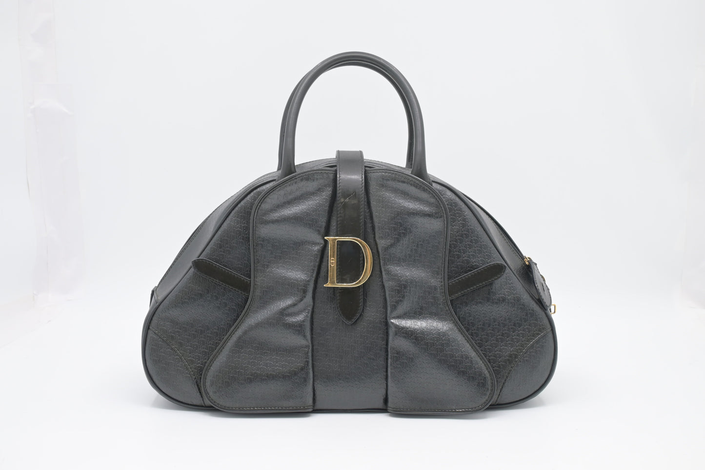 Dior Saddle Bowler In Oblique Handbag Leather Black Travel Bag