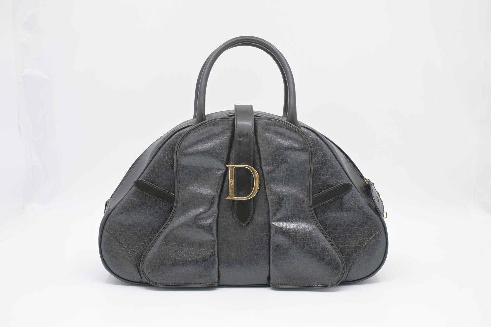 Dior Saddle Bowler In Oblique Handbag Leather Black Travel Bag