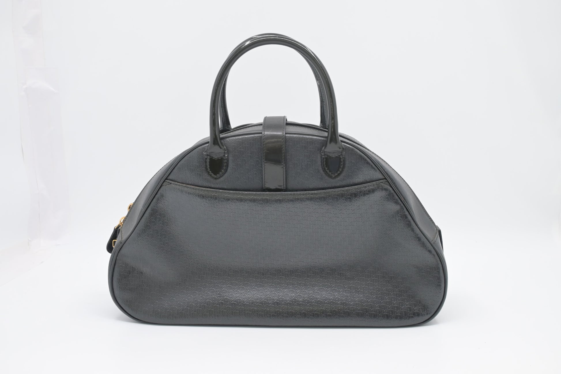 Dior Saddle Bowler In Oblique Handbag Leather Black Travel Bag