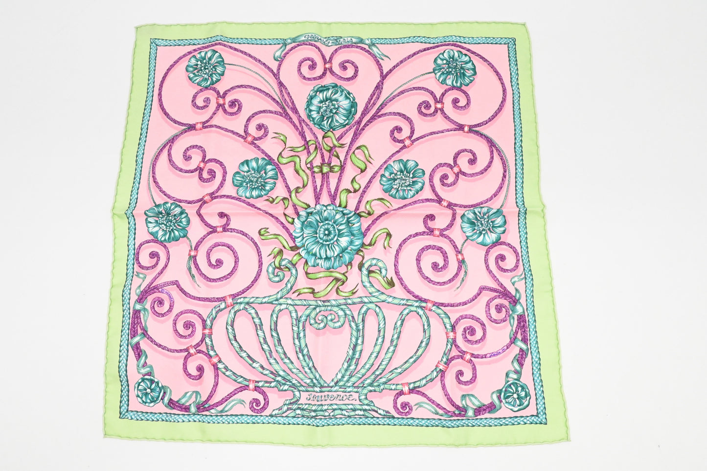 Hermes 'Jouvence' Gavroche In Light And Silk Handbag Pink Green Travel Bag