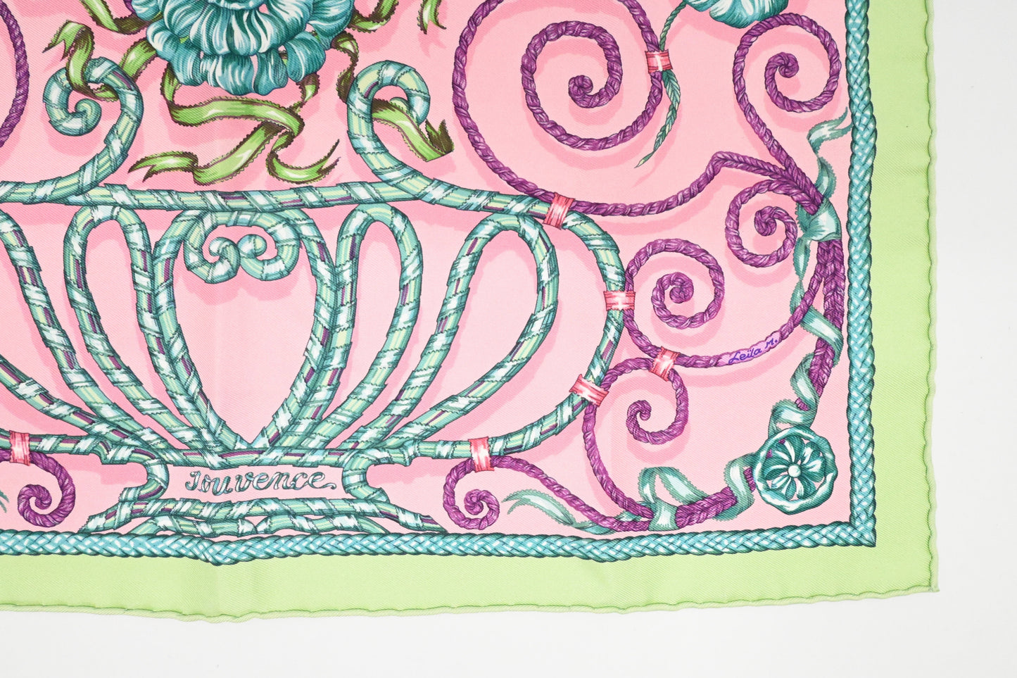 Hermes 'Jouvence' Gavroche In Light And Silk Handbag Pink Green Travel Bag