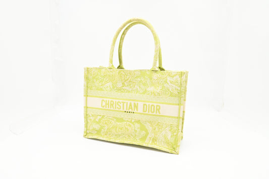 Dior Book Tote In Toile De Jouy Sauvage Green Medium Tote Bag