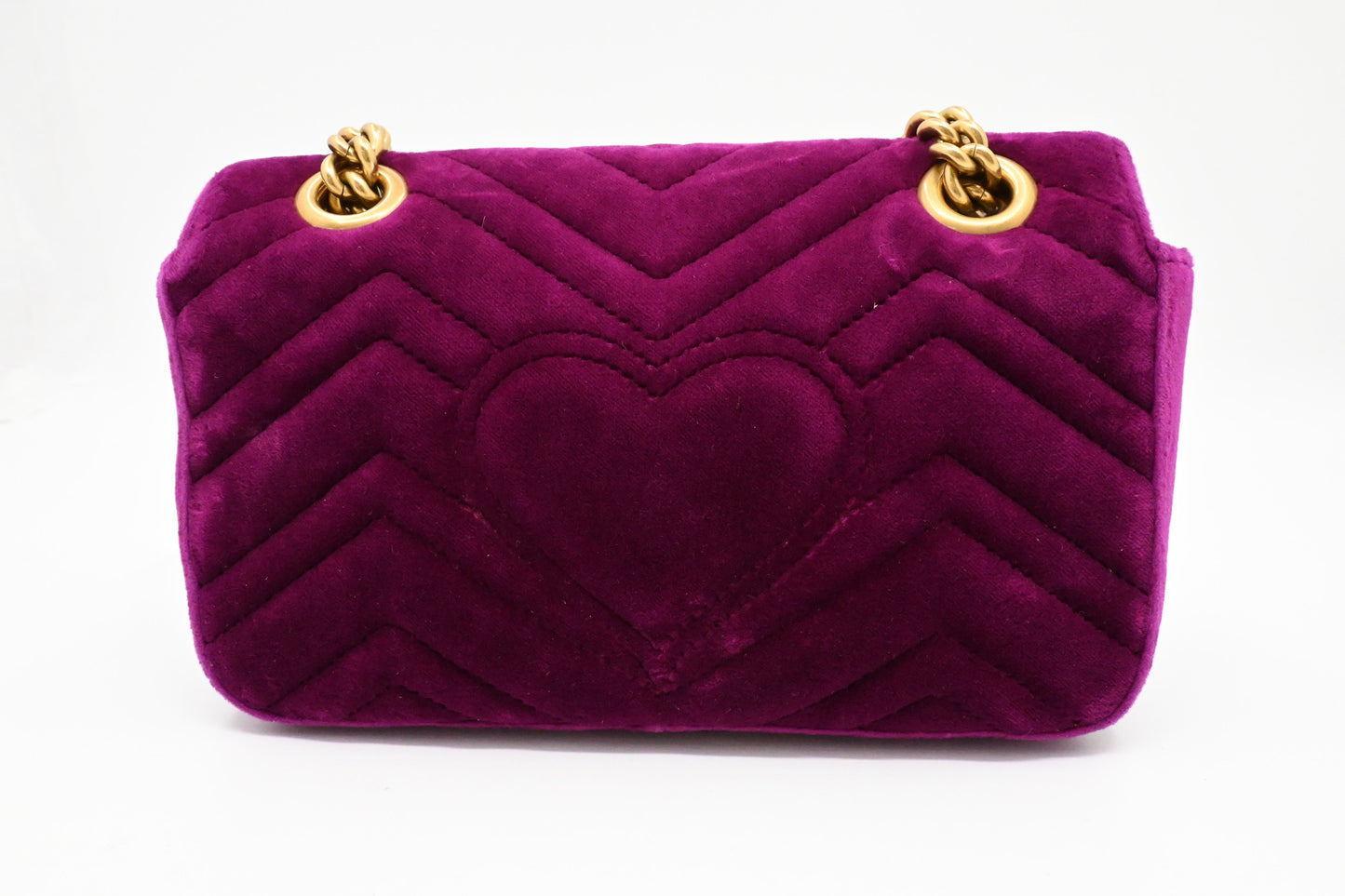 Gucci Marmont Purple Velvet Matelasse Chain Shoulder Bag