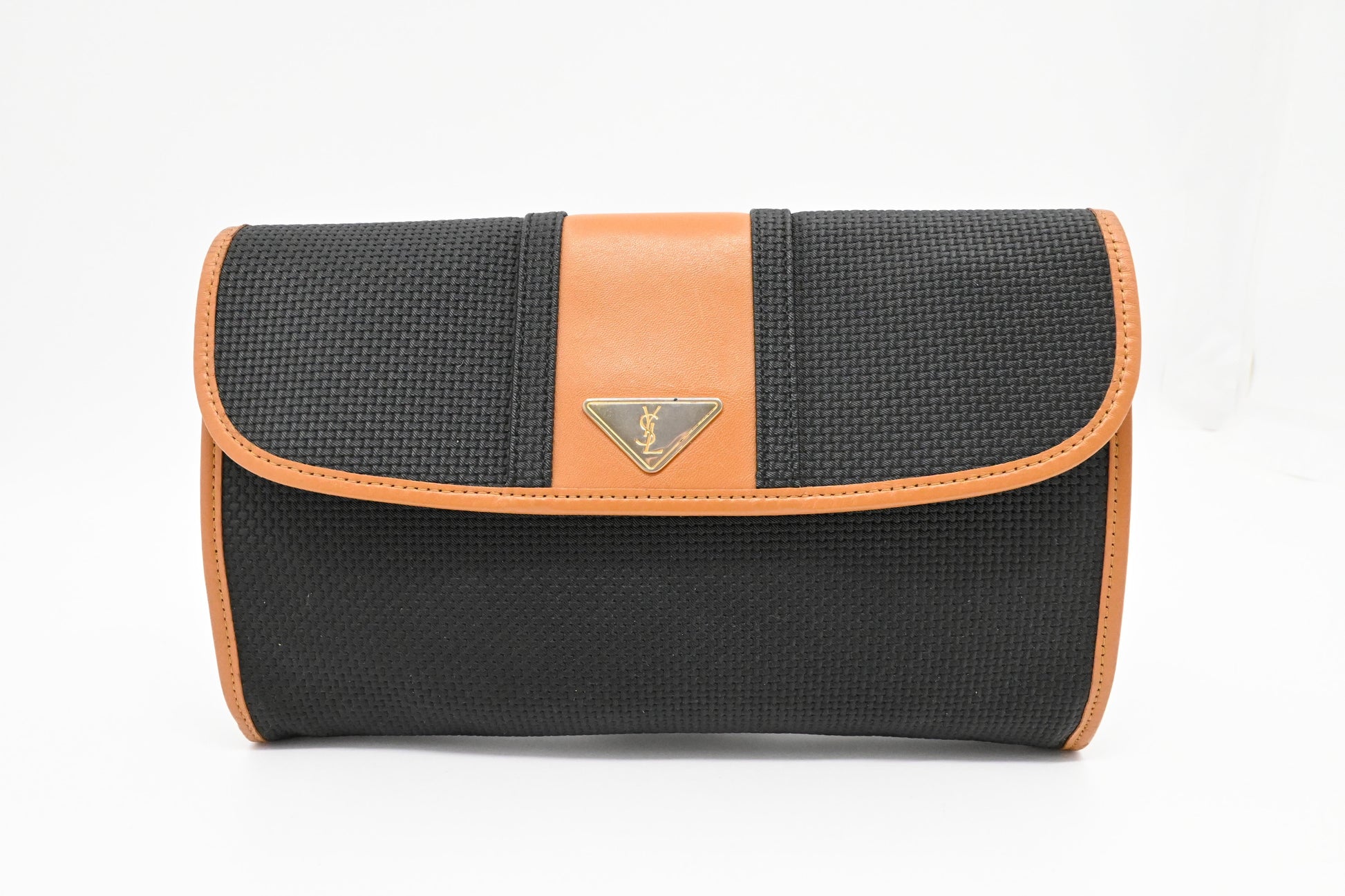YSL Saint Laurent Clutch In Dark Coated Canvas Gray Clutch Bag