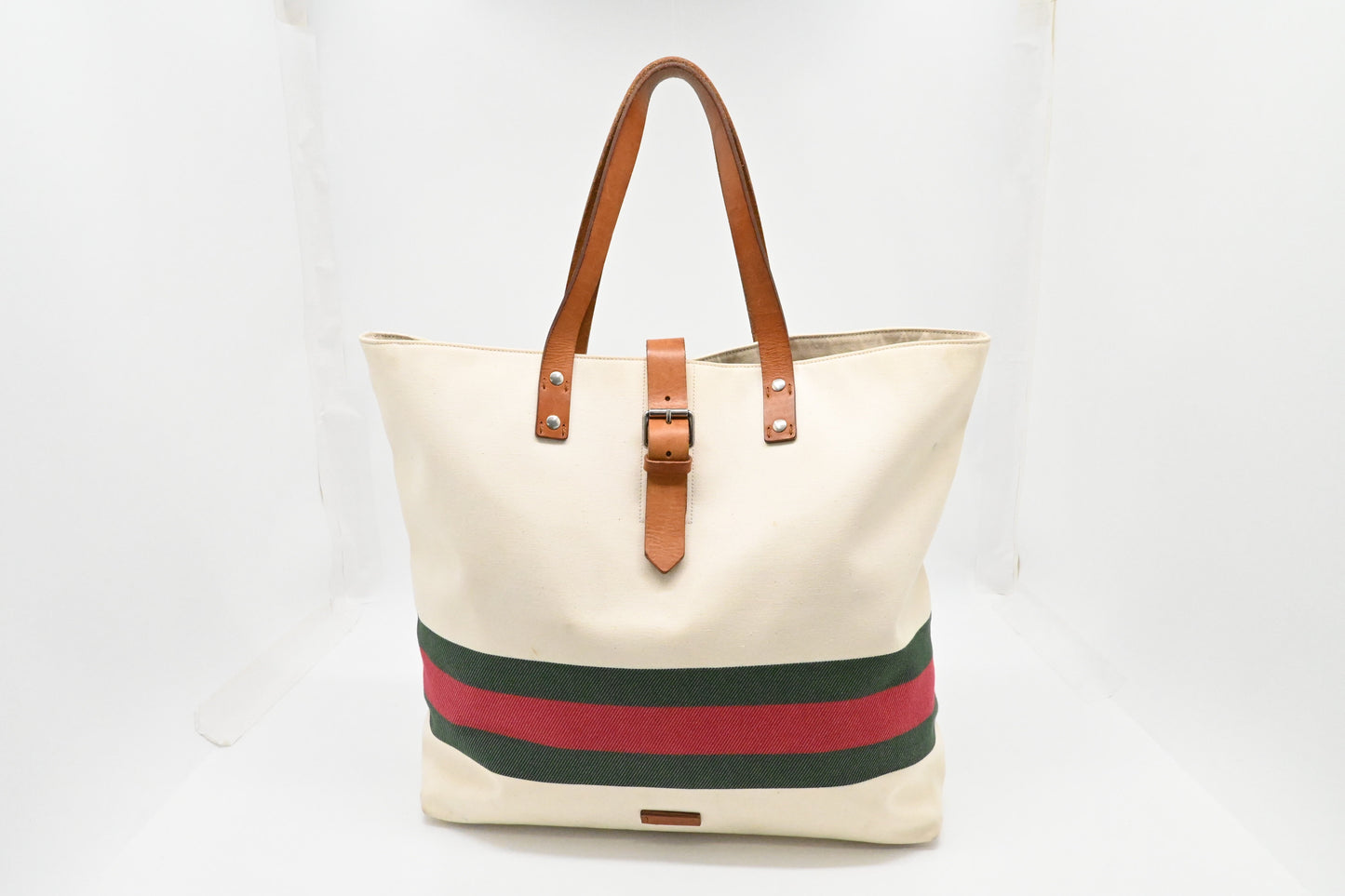Gucci White Canvas Tote Bag