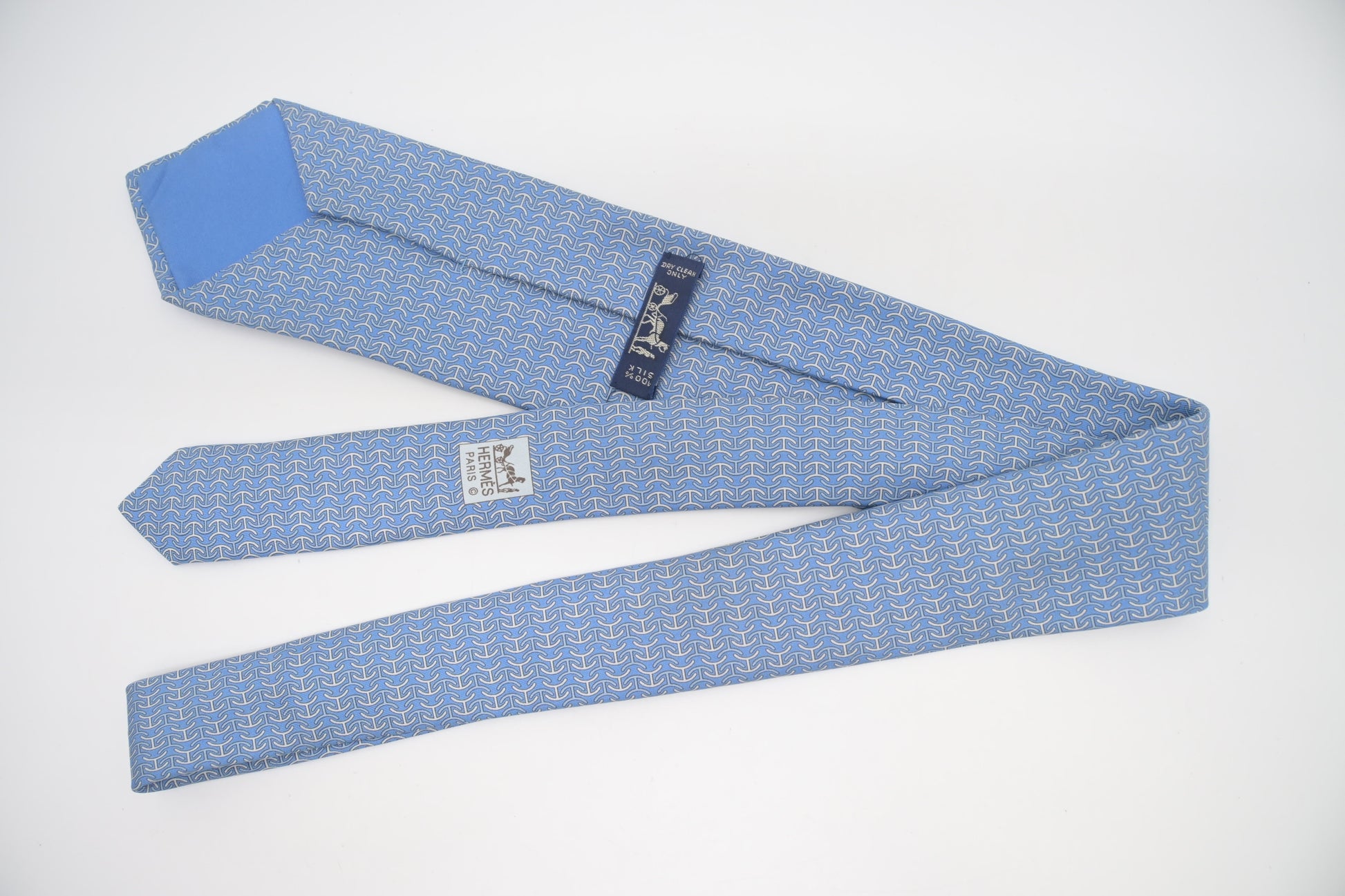 Hermes Tie In Light Silk Handbag Blue Travel Bag