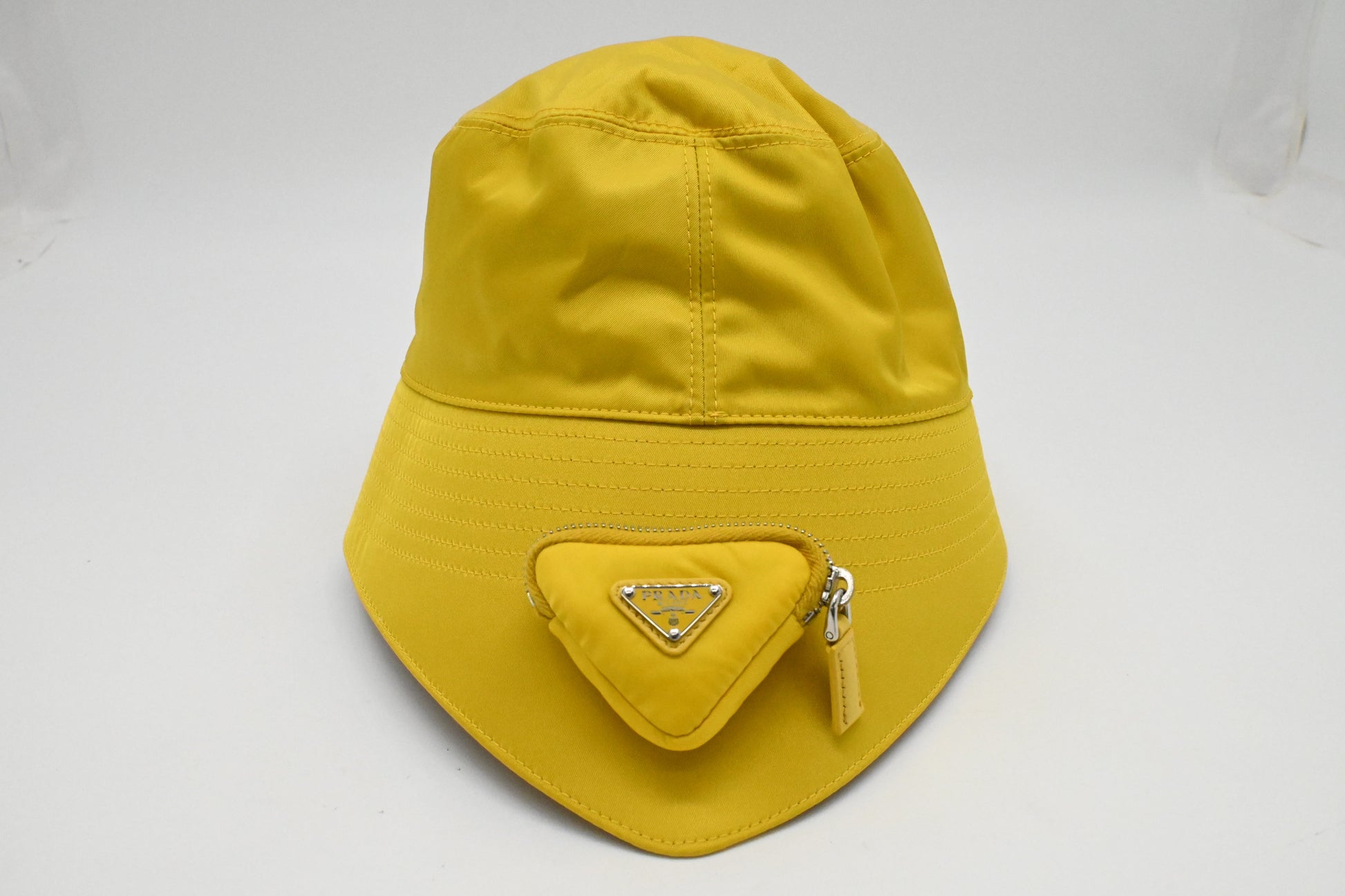 Prada Hat In Yellow Re Handbag Nylon Bucket Bucket Bag