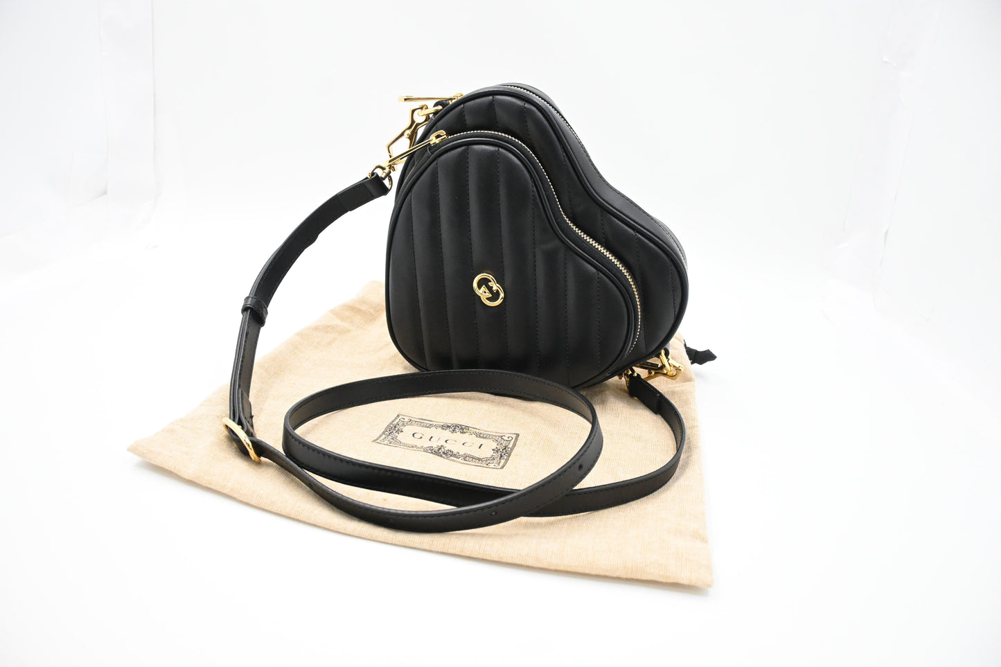 Gucci Heart Quilted Leather Black Crossbody Bag