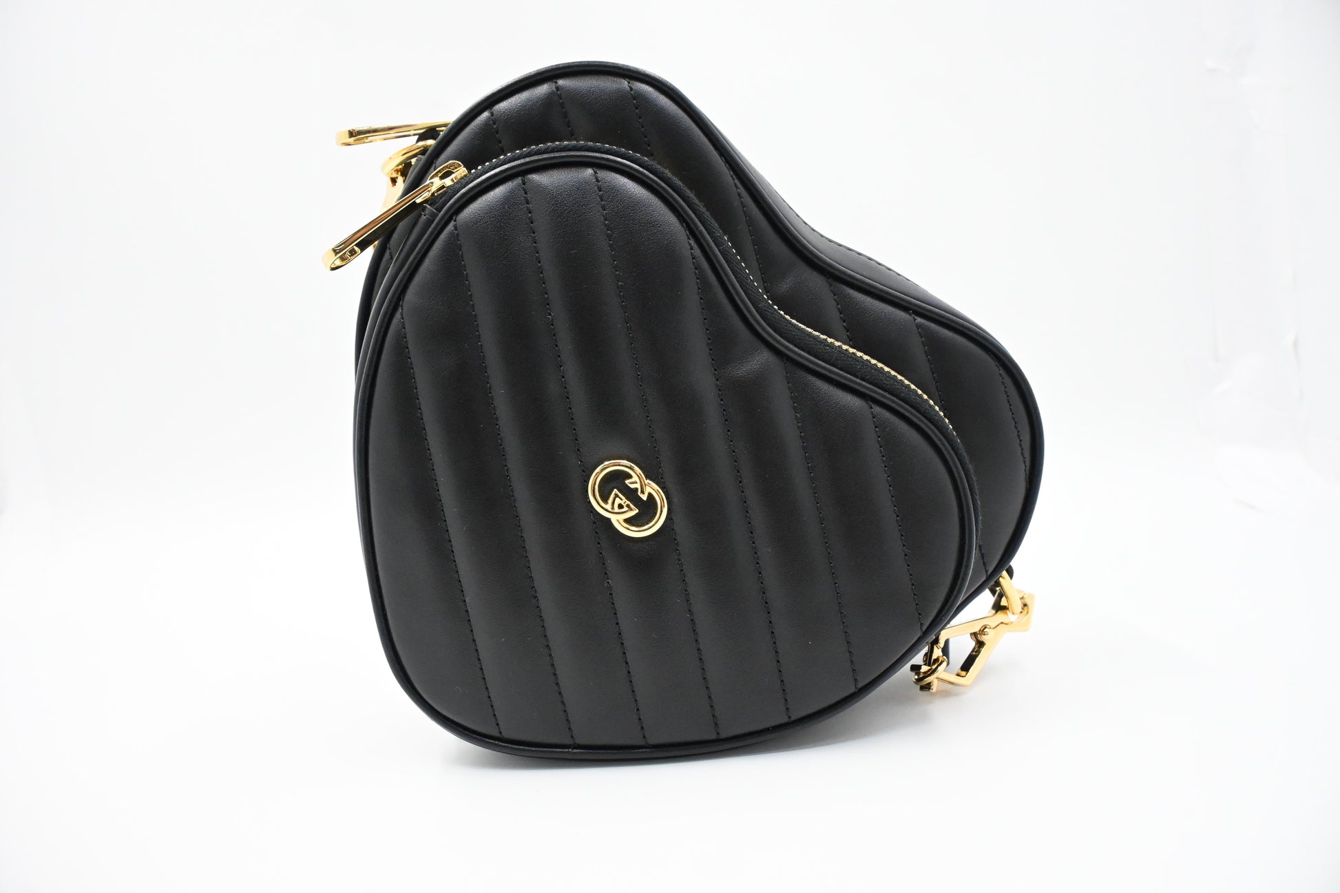 Gucci Heart Quilted Leather Black Crossbody Bag