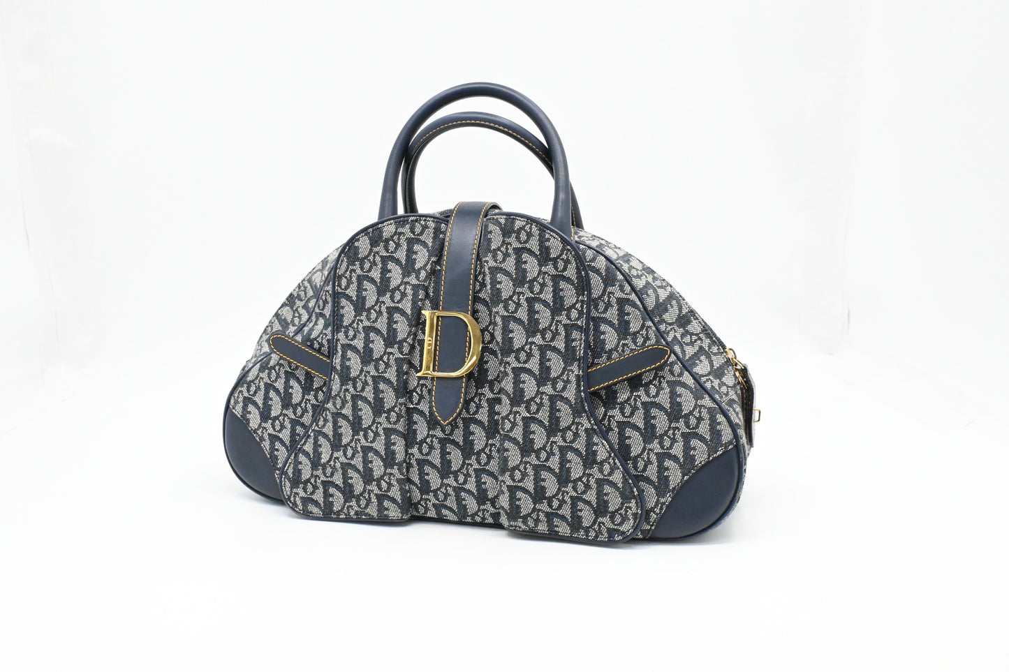 Dior Saddle Bowler In Oblique Handbag Canvas Blue Travel Bag