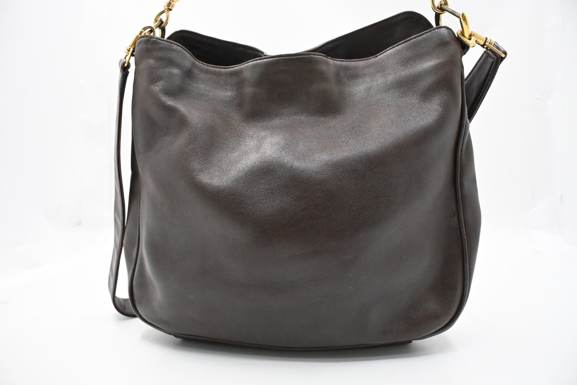 Gucci 2-Way Bamboo Leather Black Brown Tote Bag