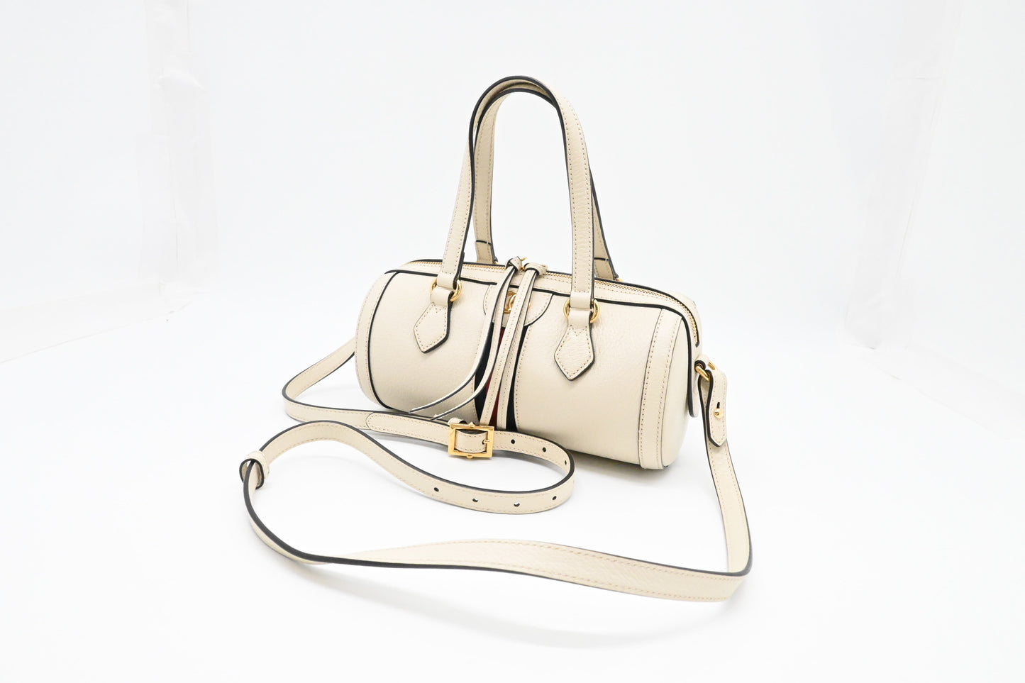 Gucci Round Leather Cream Crossbody Bag