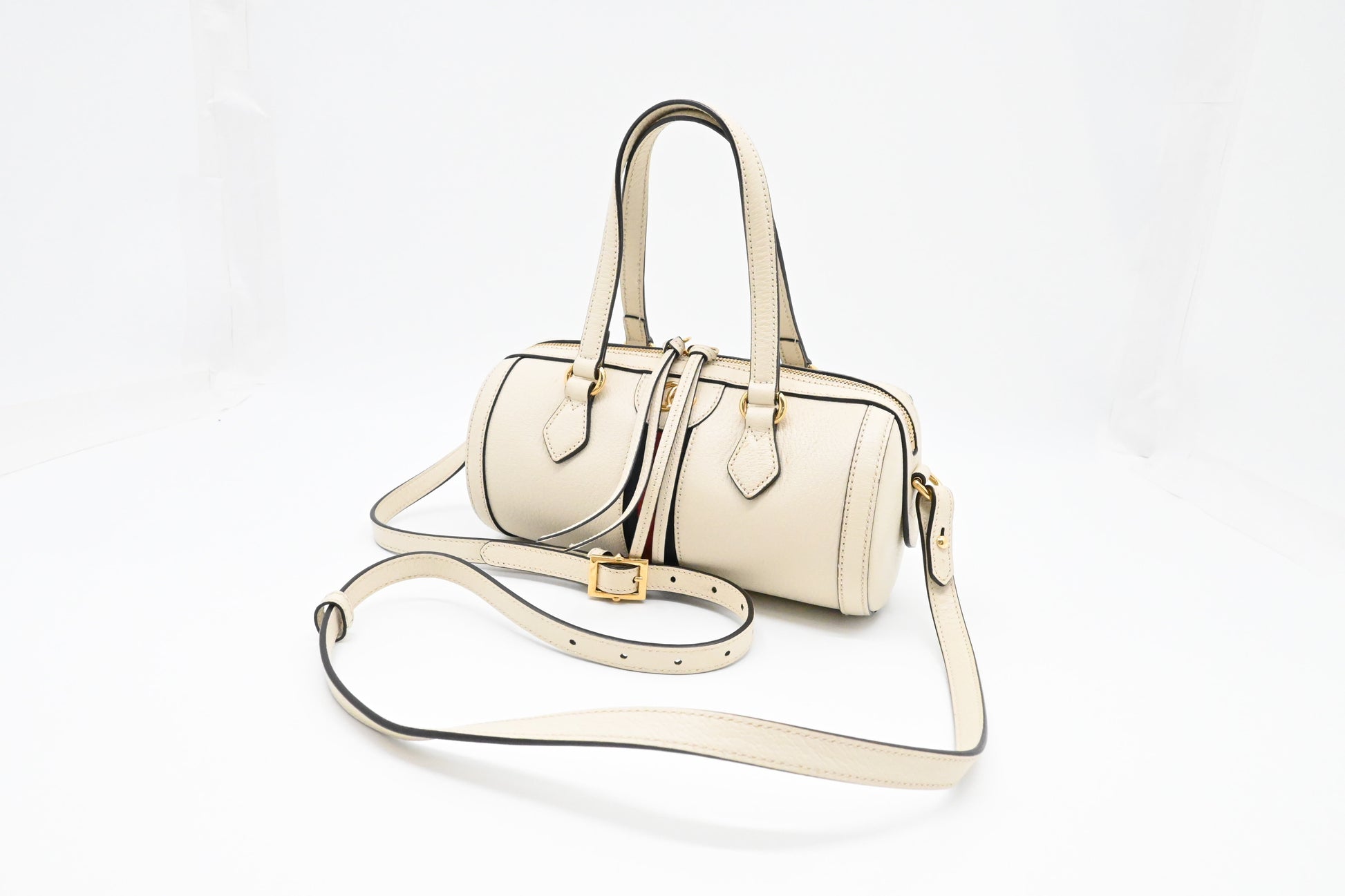 Gucci Round Leather Cream Crossbody Bag