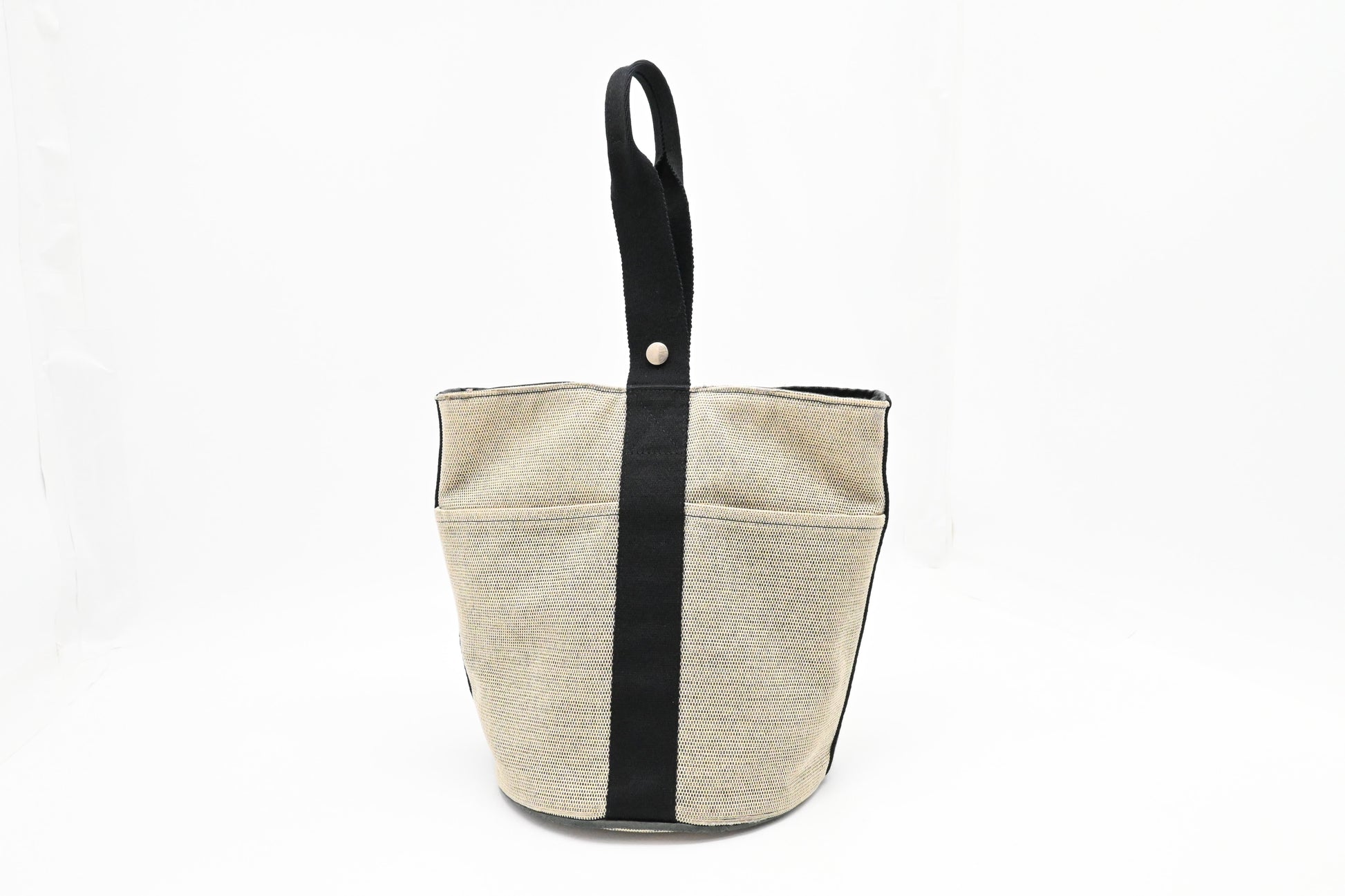 Hermes Saxo In Handbag Canvas Beige Travel Bag