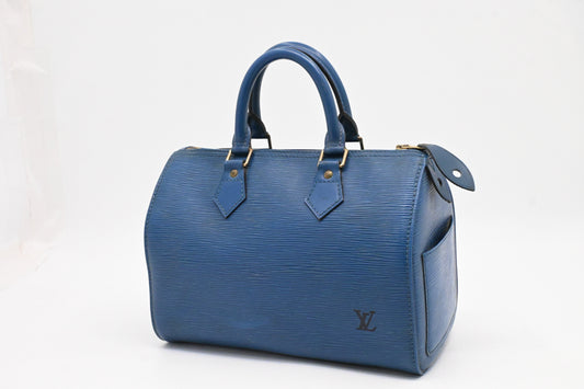 Louis Vuitton Speedy 25 Toledo Blue Leather Epi Handbag