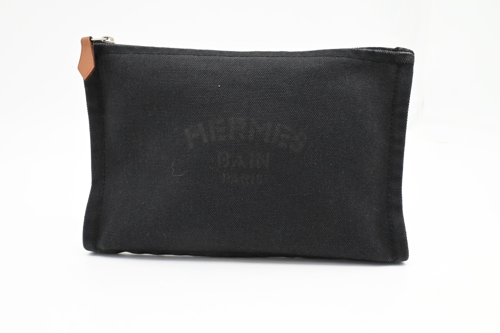 Hermes Bain Flat Yachting Pouch In Handbag Canvas Black Shoes