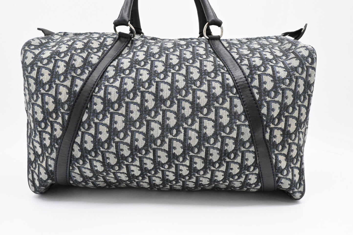 Dior Boston Bag In Navy Oblique Canvas Blue Travel Bag