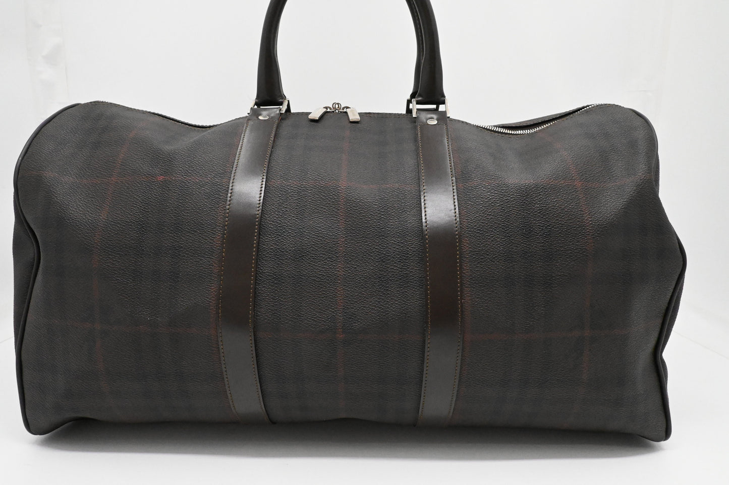Burberry Travel Bag In Checked Coated Canvas Brown