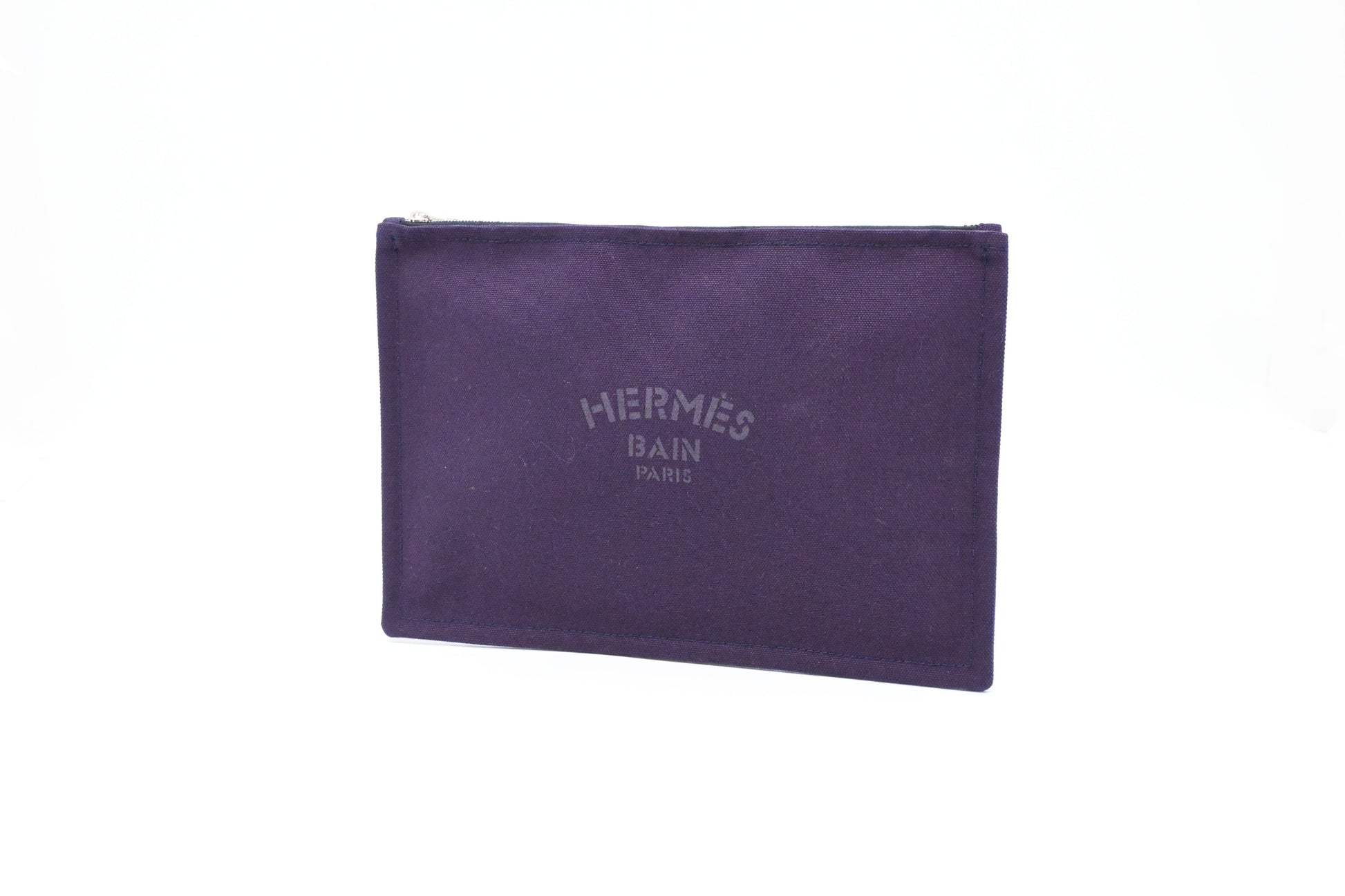 Hermes Bain Pouch In Purple Handbag Canvas Travel Bag