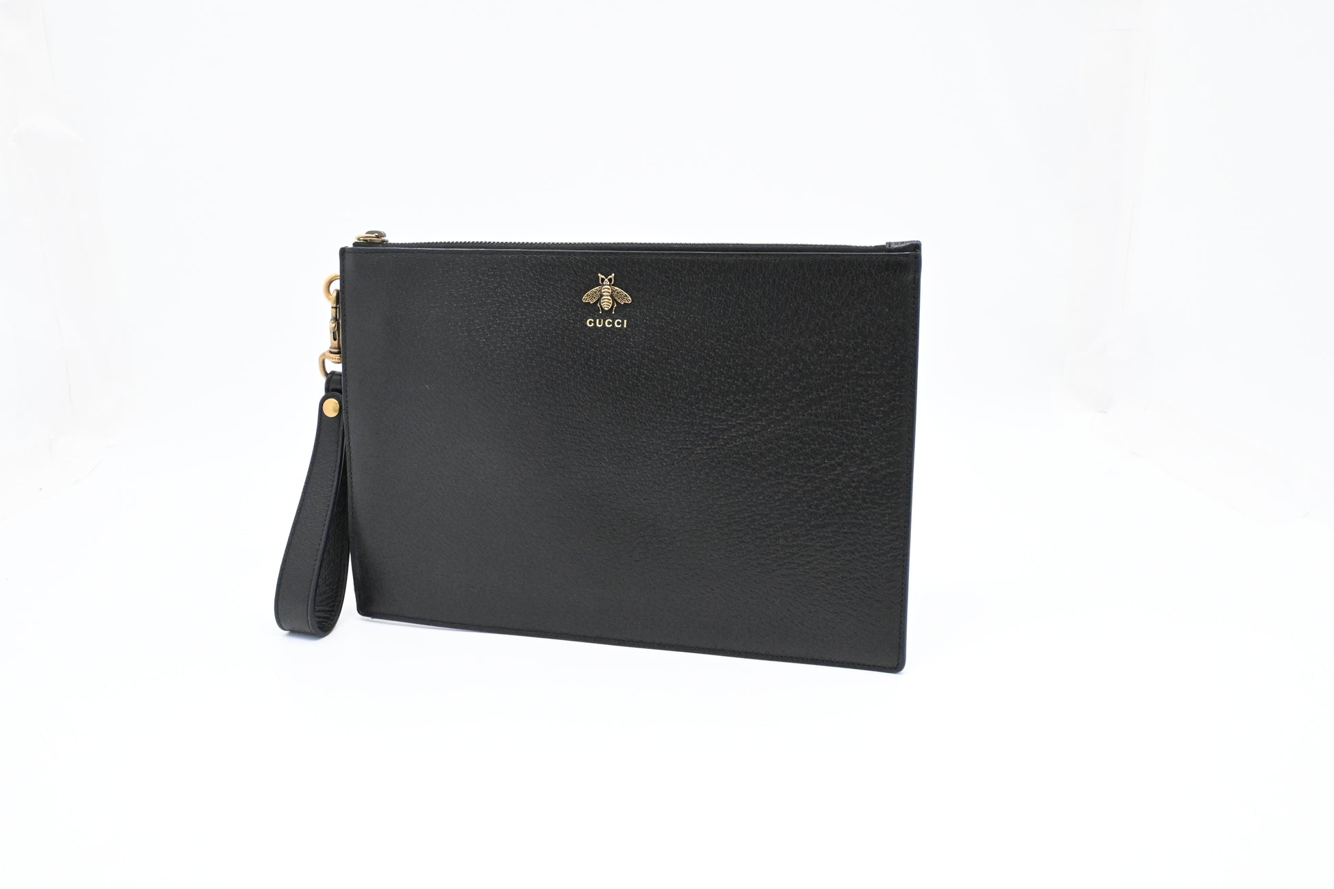 Gucci Bee Leather Black Clutch Bag Leather 1