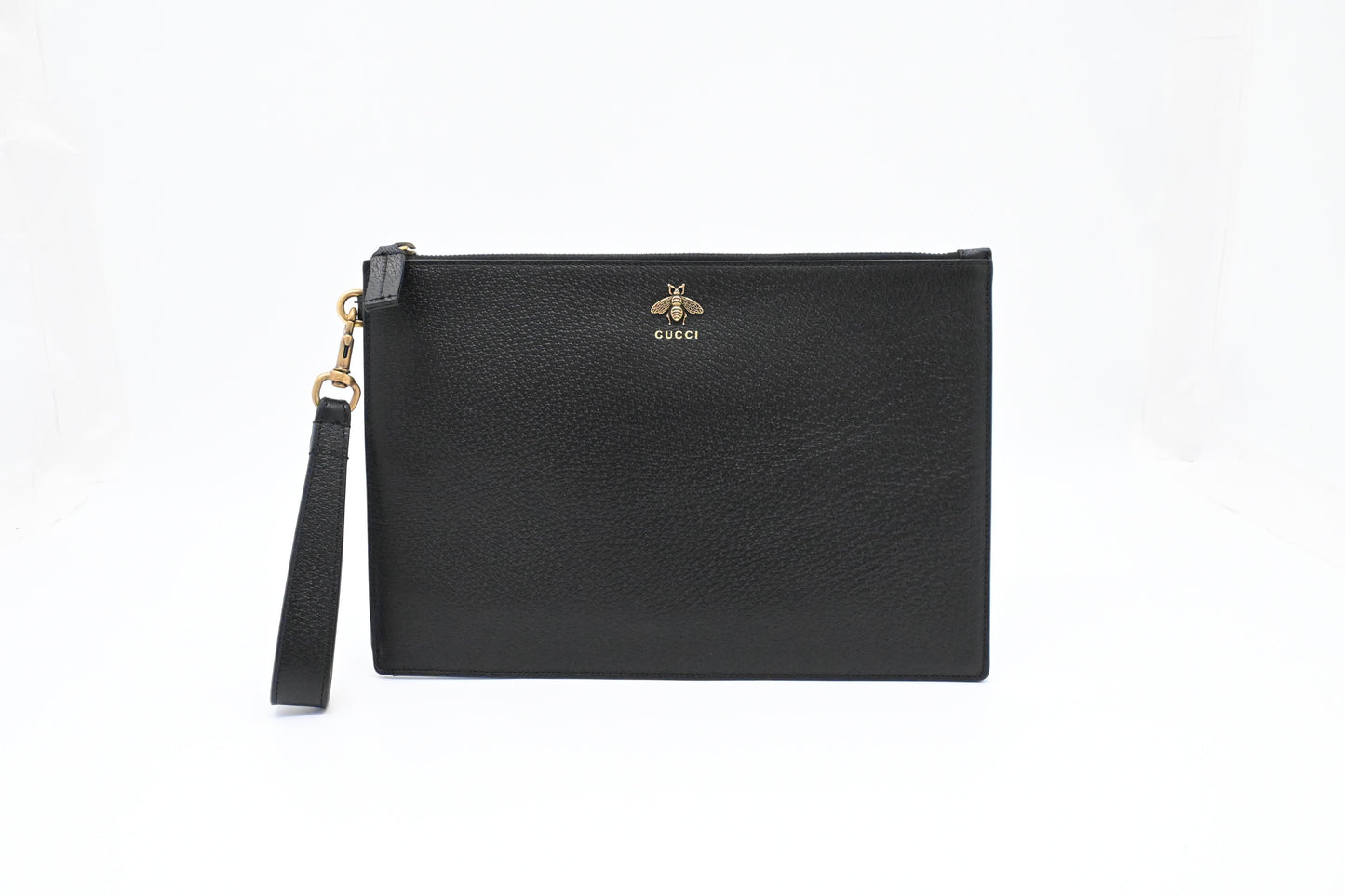 Gucci Bee Leather Black Clutch Bag Leather 1