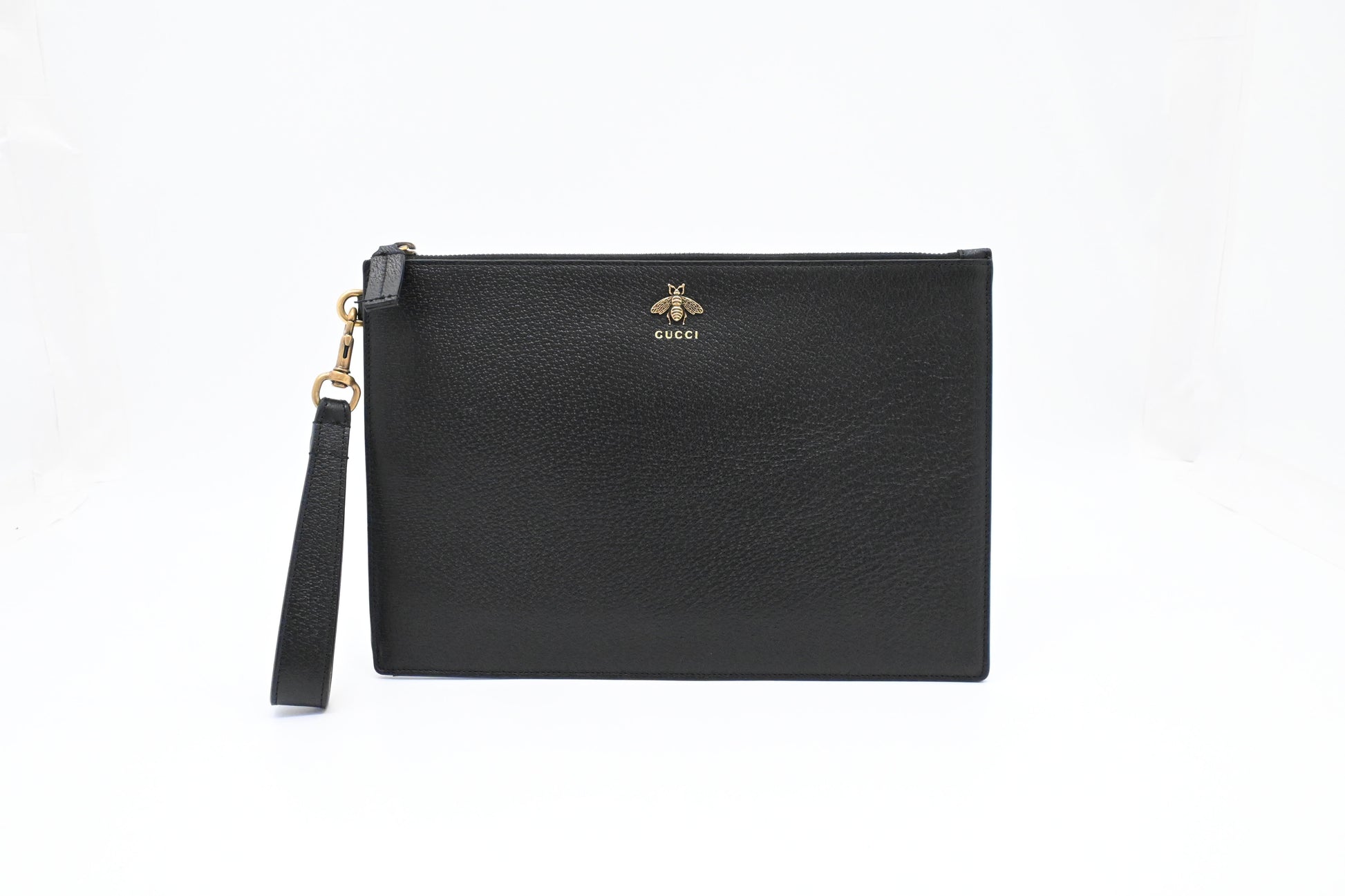 Gucci Bee Leather Black Clutch Bag Leather 1