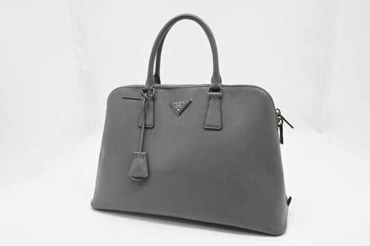 Prada Promenade In Gray Saffiano Handbag Leather Travel Bag