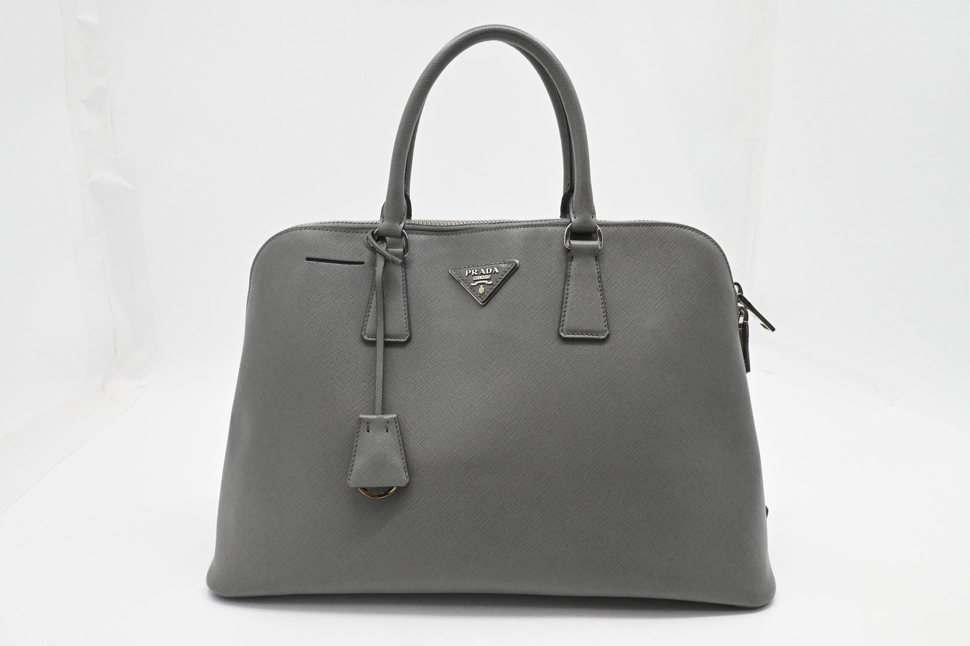 Prada Promenade In Gray Saffiano Handbag Leather Travel Bag