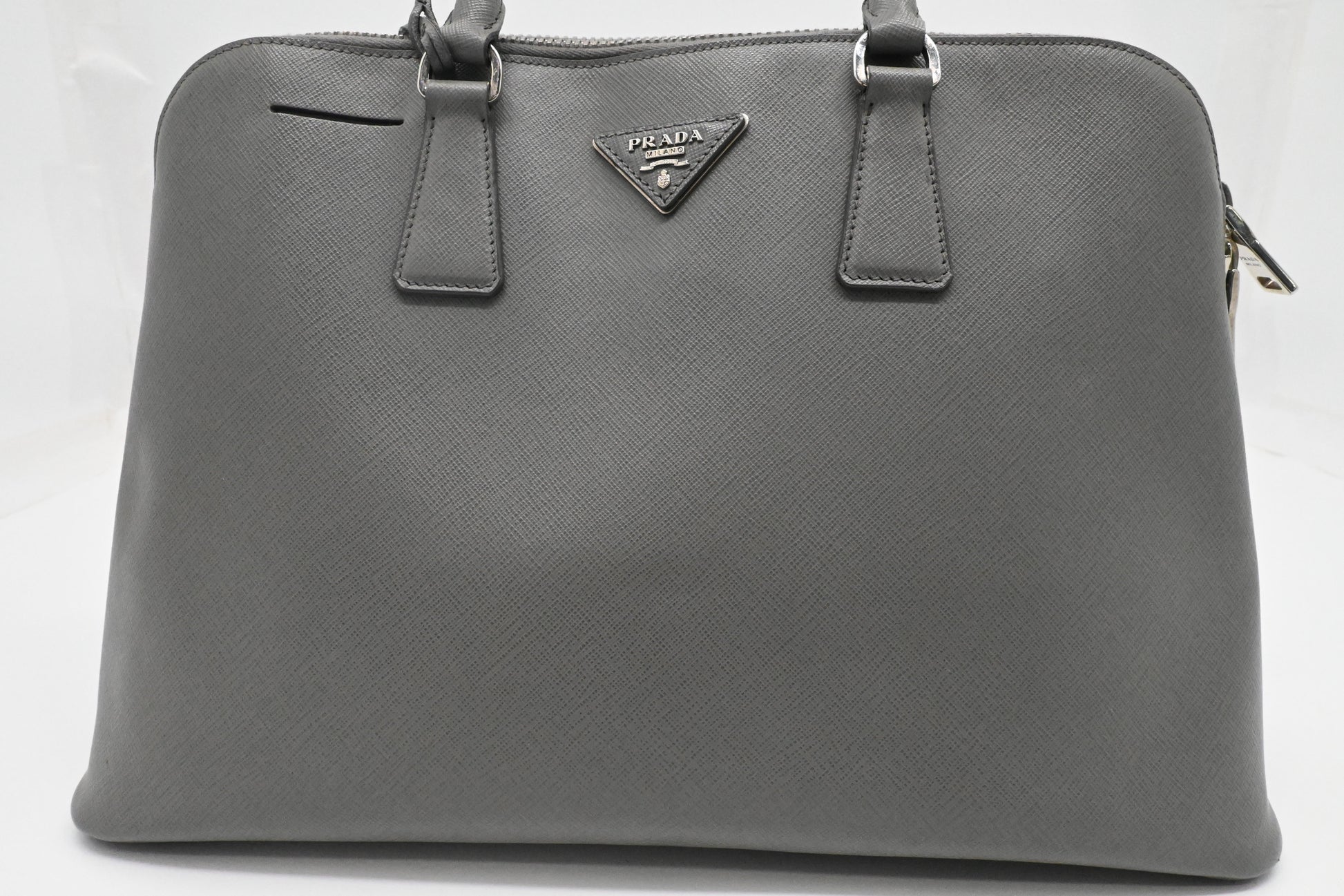 Prada Promenade In Gray Saffiano Handbag Leather Travel Bag