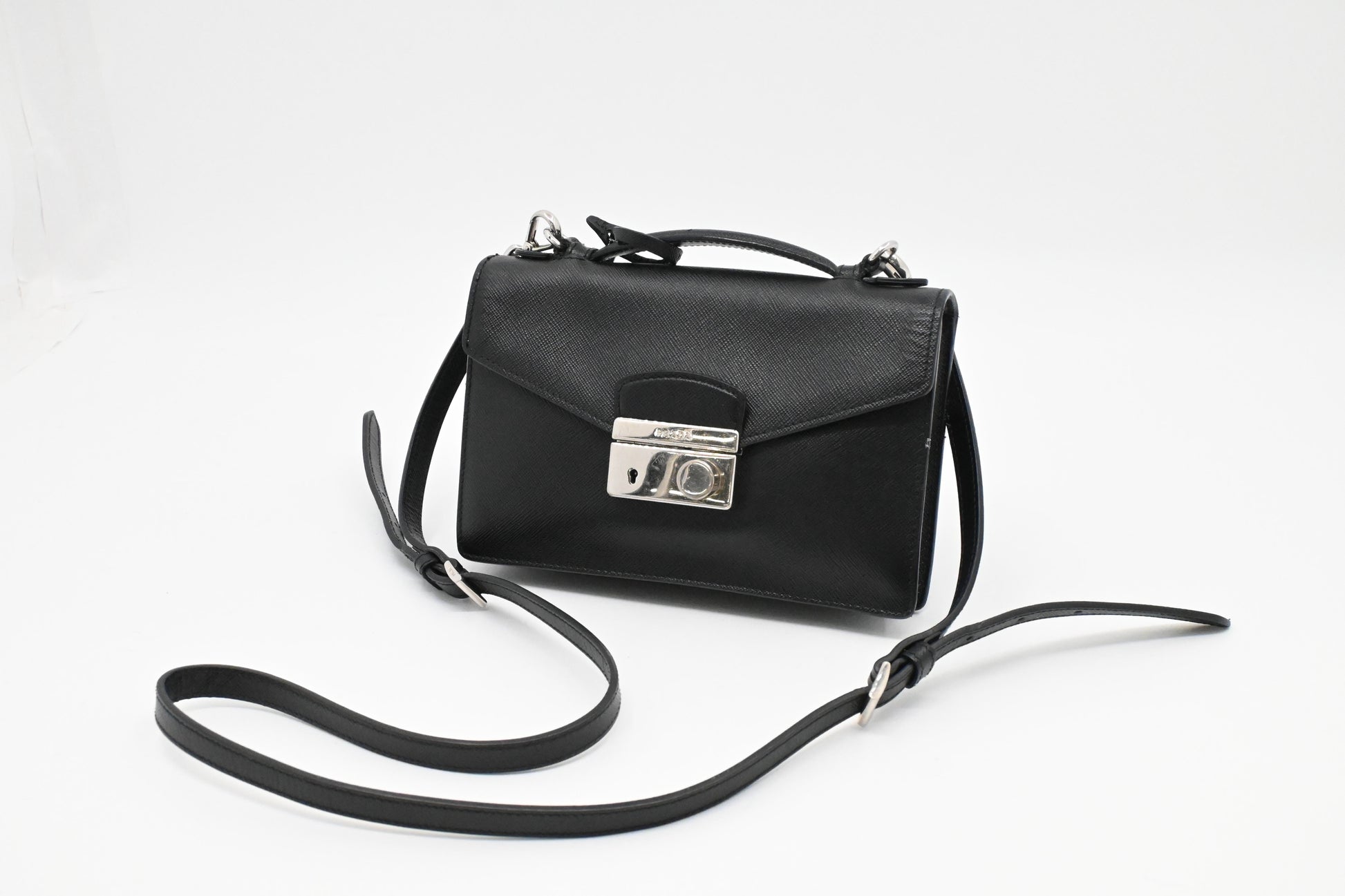 Prada Sound Crossbody In Saffiano Handbag Leather Black Crossbody Bag