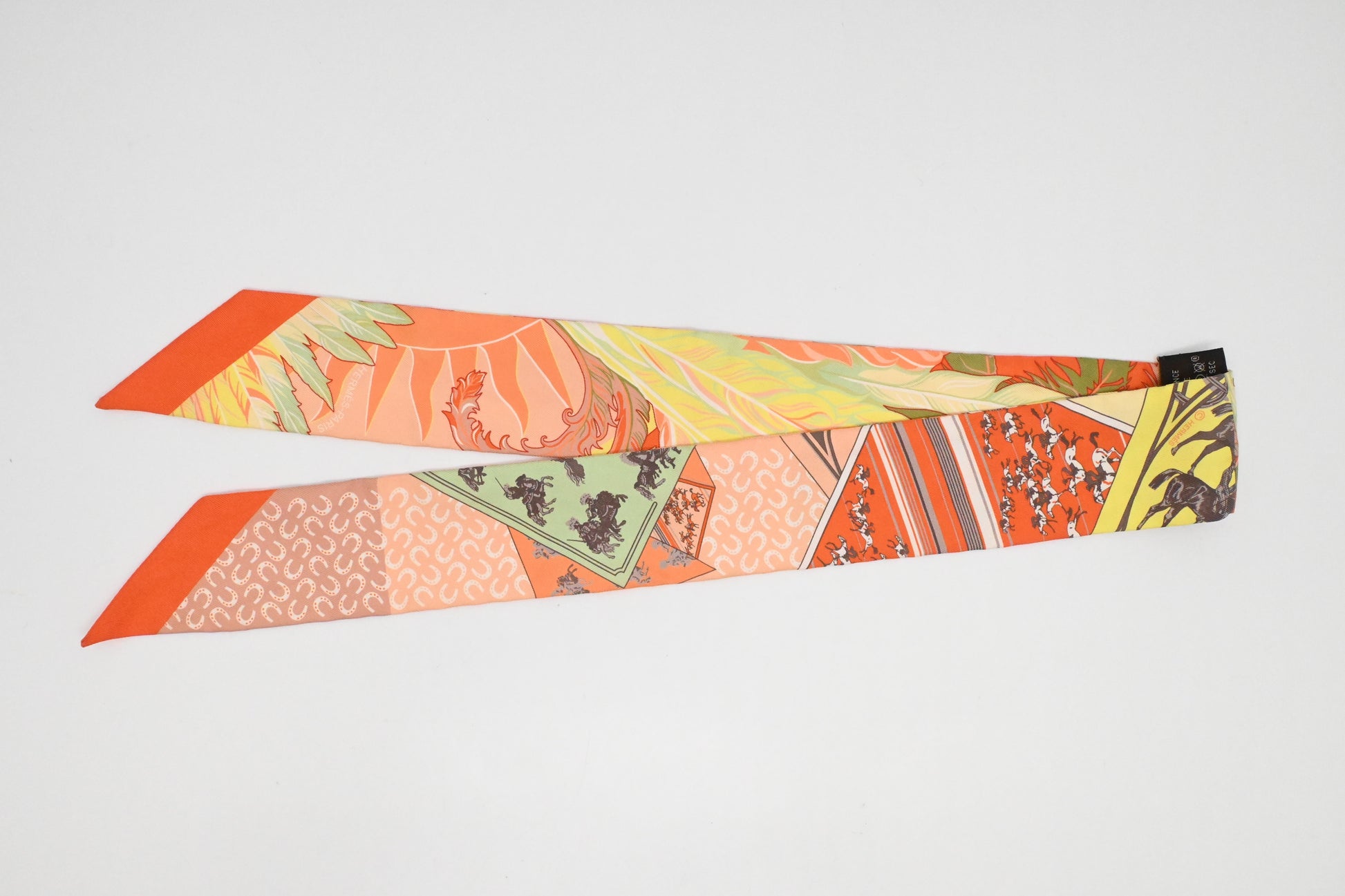 Hermes 'Cheval Phoenix' Twilly In Orange Silk Handbag Travel Bag