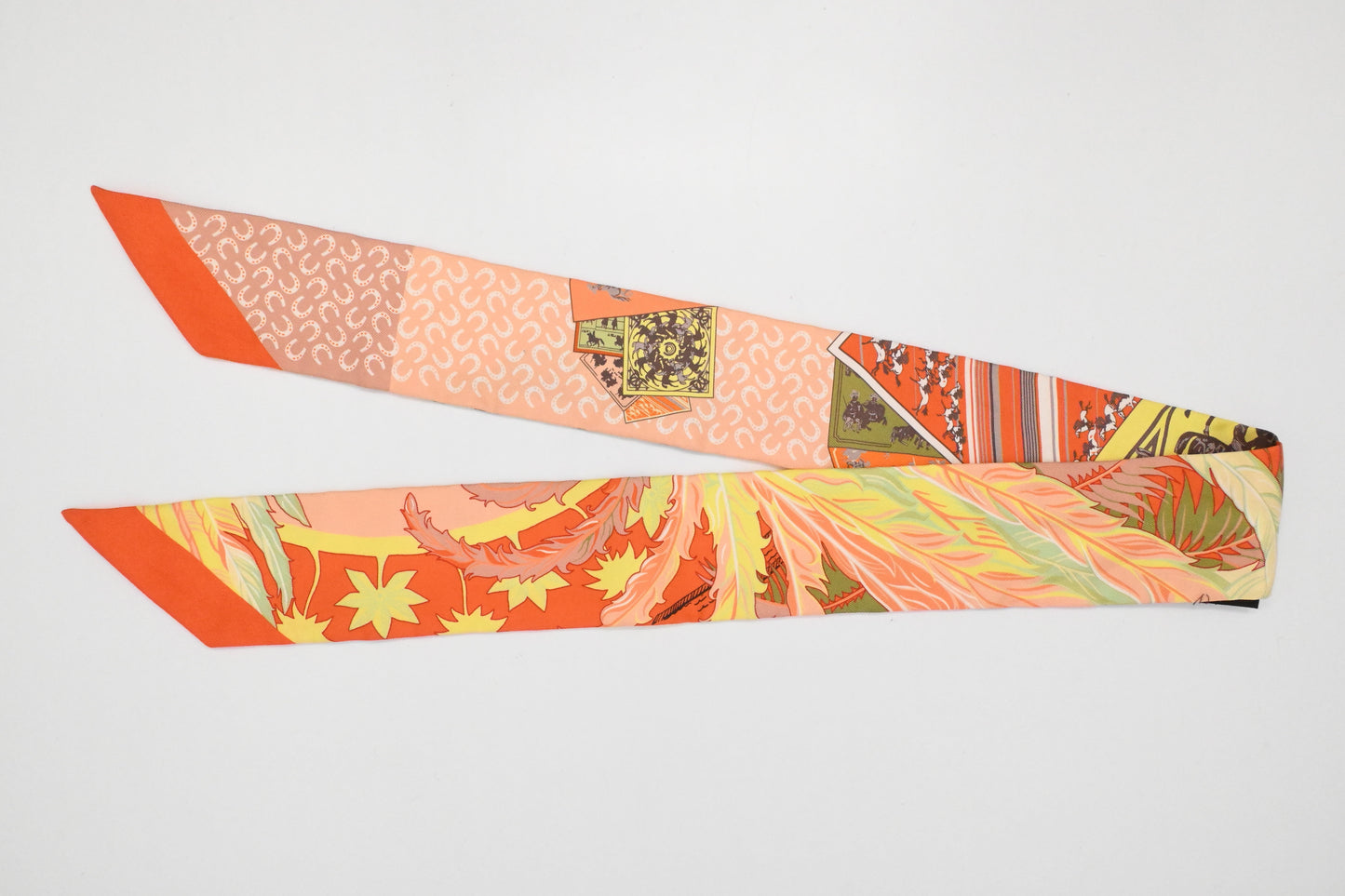 Hermes 'Cheval Phoenix' Twilly In Orange Silk Handbag Travel Bag
