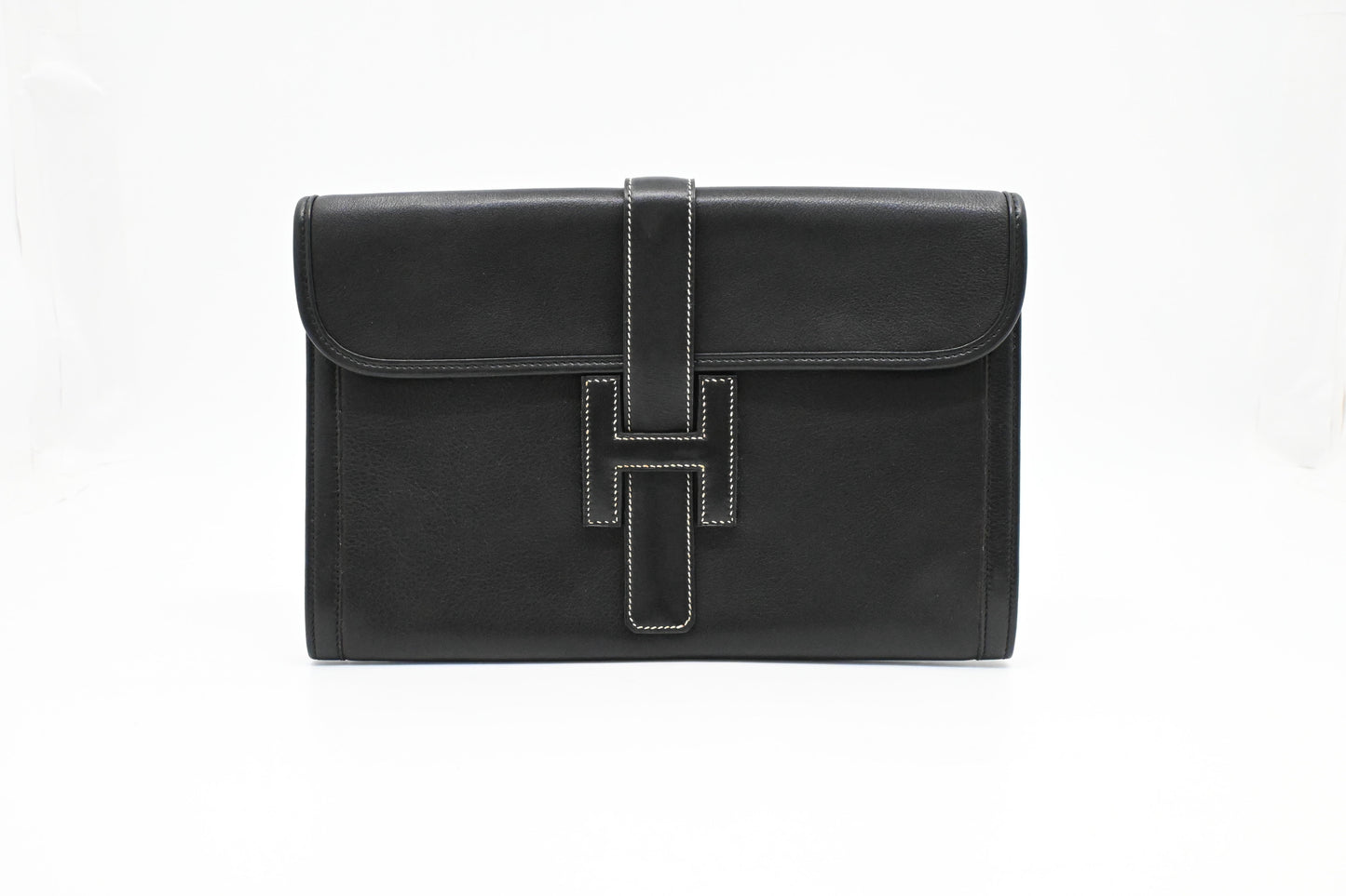 Hermes Jige Elan Pm In Handbag Leather Black Travel Bag